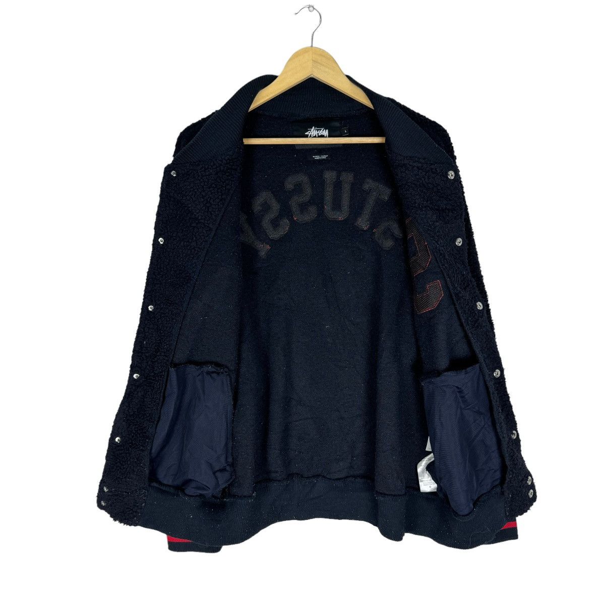 Stussy ☀️STUSSY FLEECE DEEP PILE VARSITY SNAP BUTTON JACKET Size US L / EU 52-54 / 3 - 9 Thumbnail