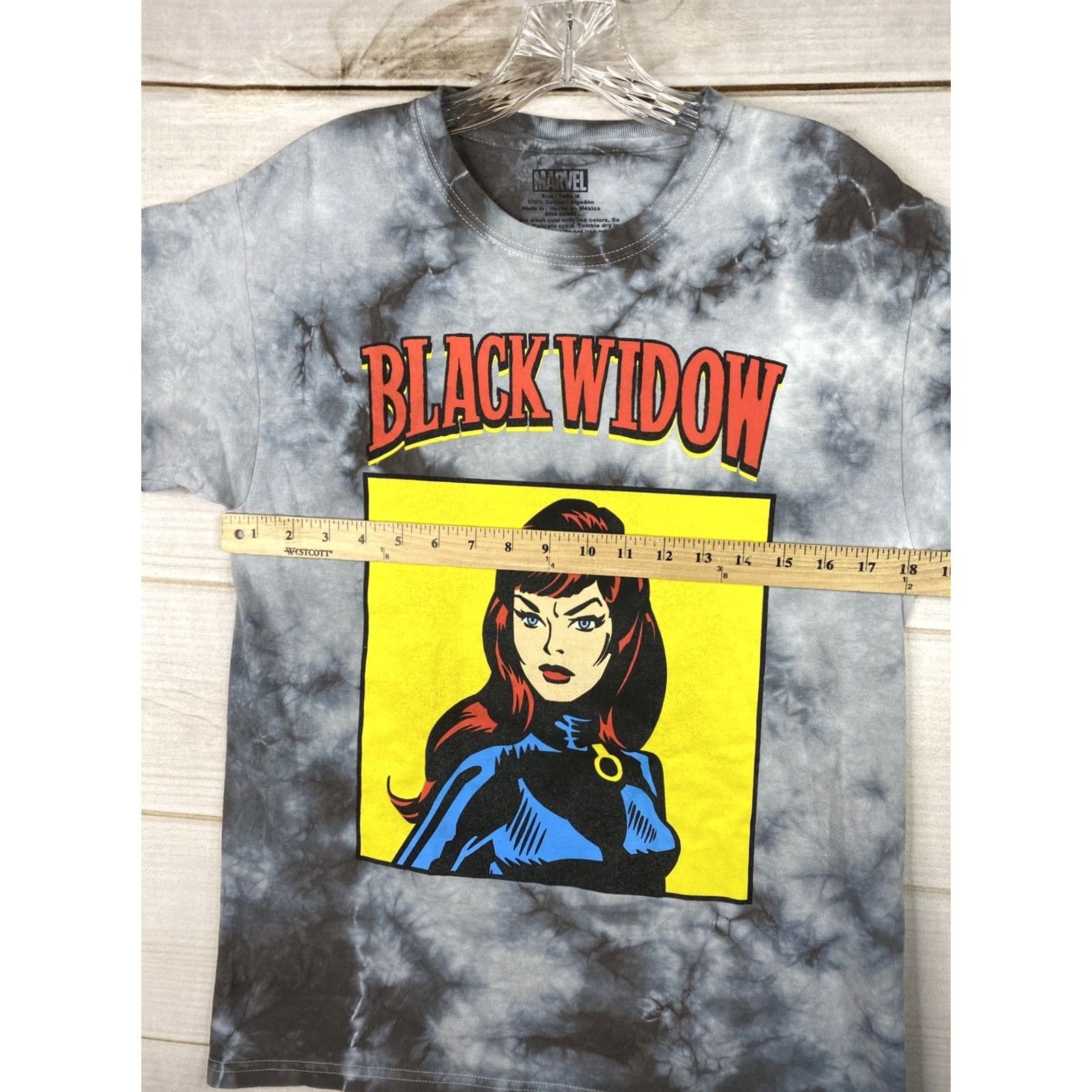 Vintage Marvel Tee Shirt Mens M Tie Dye Gray Black Widow Graphic Short Sleeve Shirt Size US M / EU 48-50 / 2 - 6 Thumbnail
