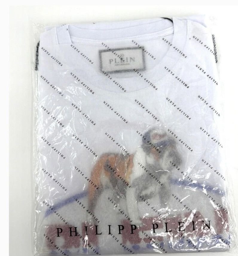 Philipp Plein Philip Plein Mens White Bulldog Tshirt XXL Size US XXL / EU 58 / 5 - 8 Thumbnail