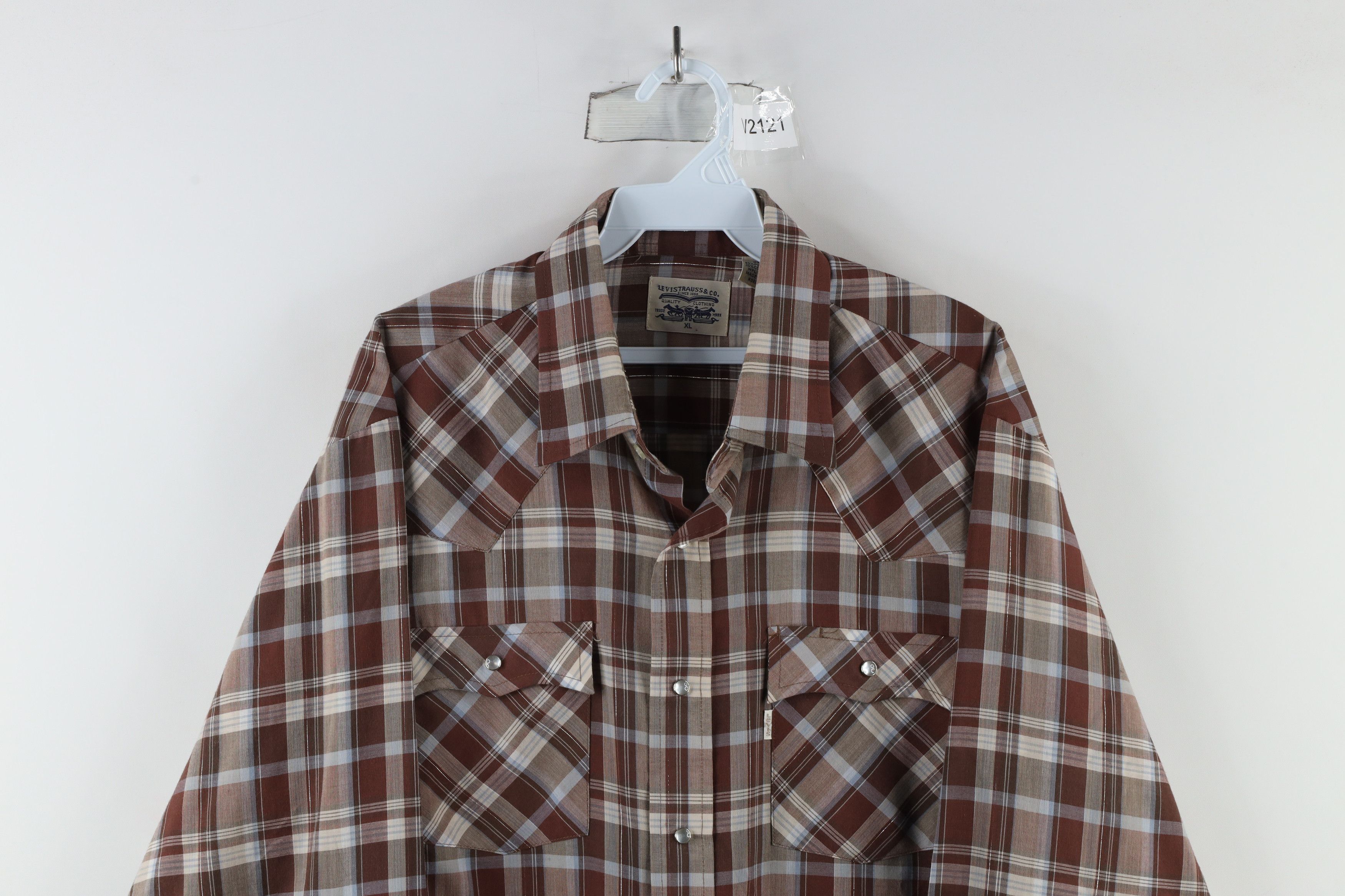 Levi's × Vintage Vintage 90s Levis Rodeo Snap Button Collared Shirt Plaid Size US XL / EU 56 / 4 - 2 Thumbnail