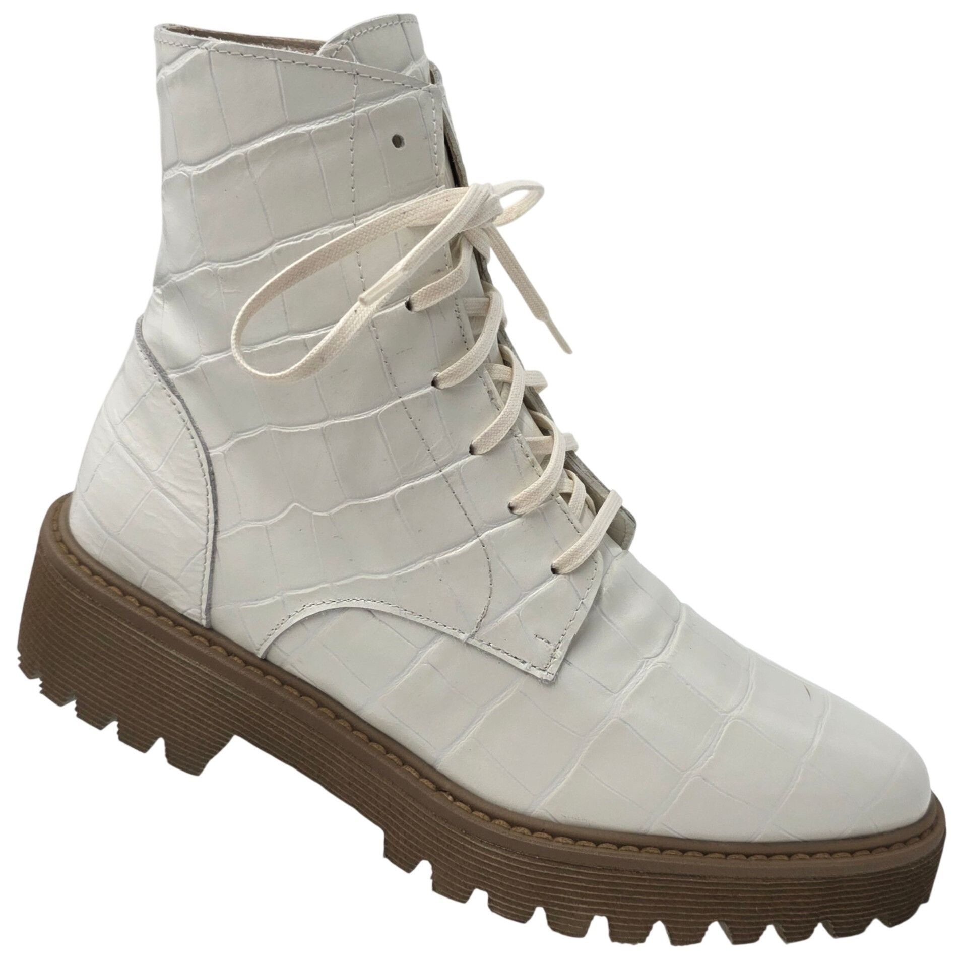 FREDA SALVADOR NEW Freda Salvador Emi Combat Boots Womens 5M Creme Leather Size US 5 / IT 35 - 19 Thumbnail