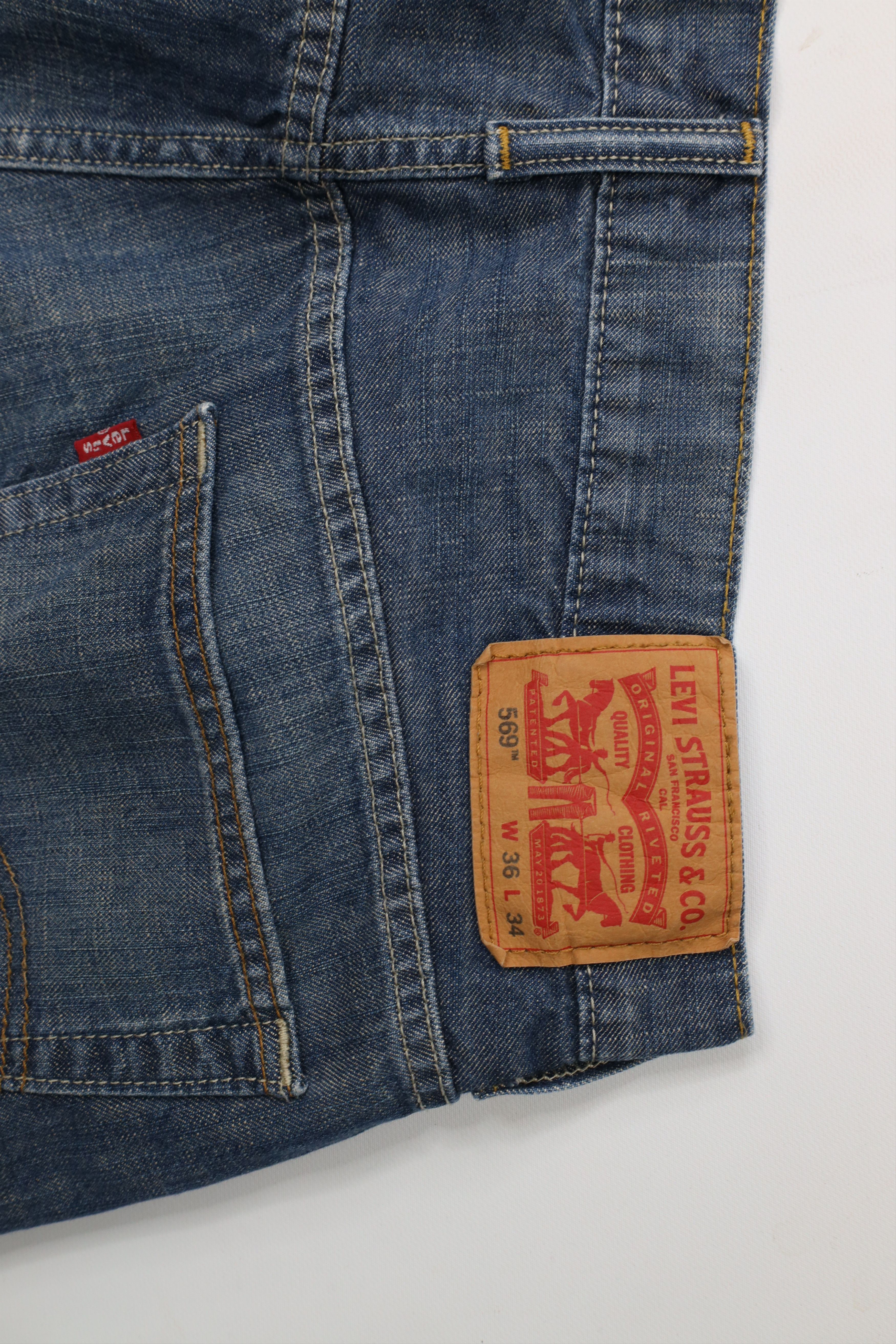 Levi's × Vintage Vintage Y2K Levis 569 Straight Wide Leg Denim Jeans Blue Size US 36 / EU 52 - 13 Thumbnail
