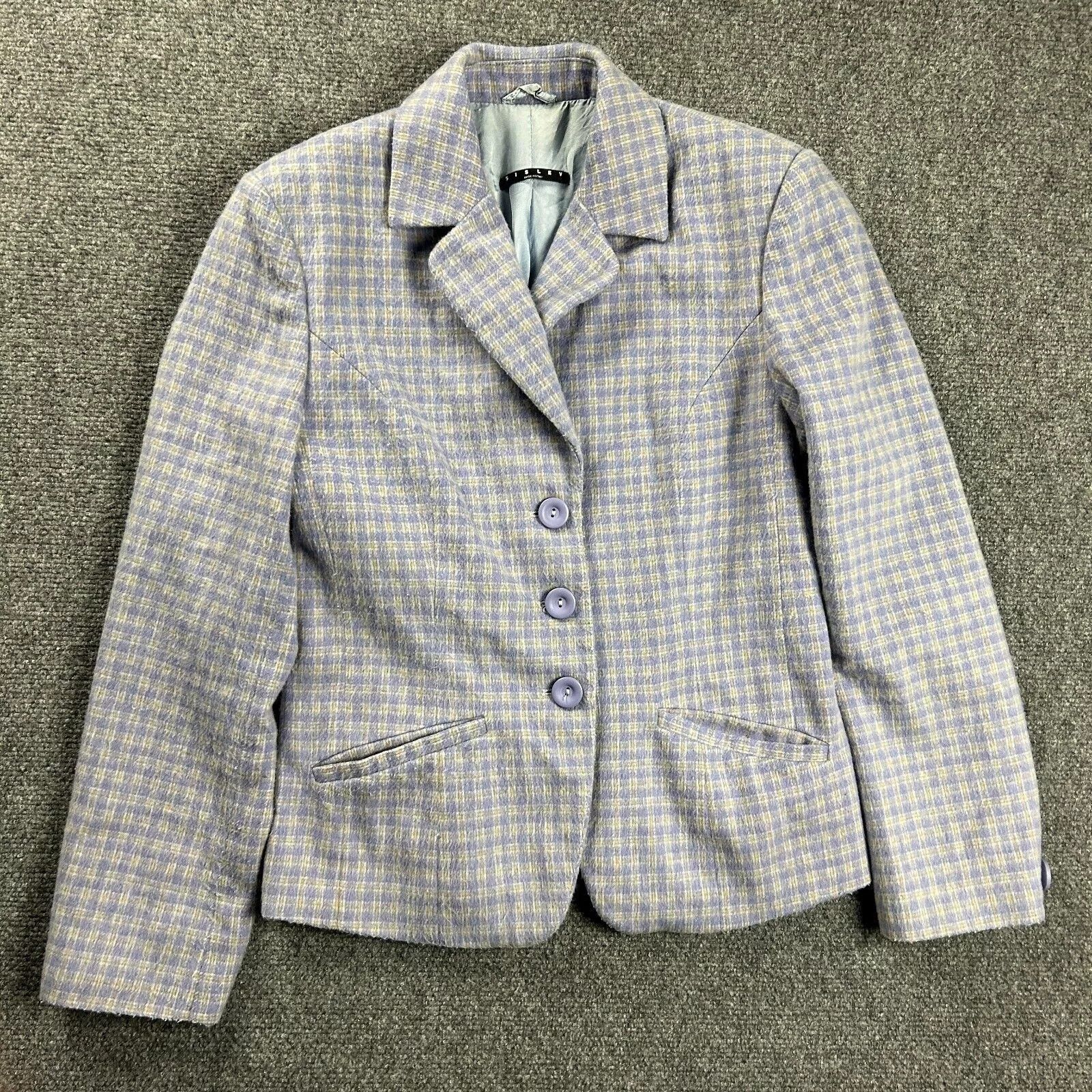 Sisley Sisley Blazer Womens 42 Purple Plaid Jacket Wool Adults Size M / US 6-8 / IT 42-44 - 1 Thumbnail