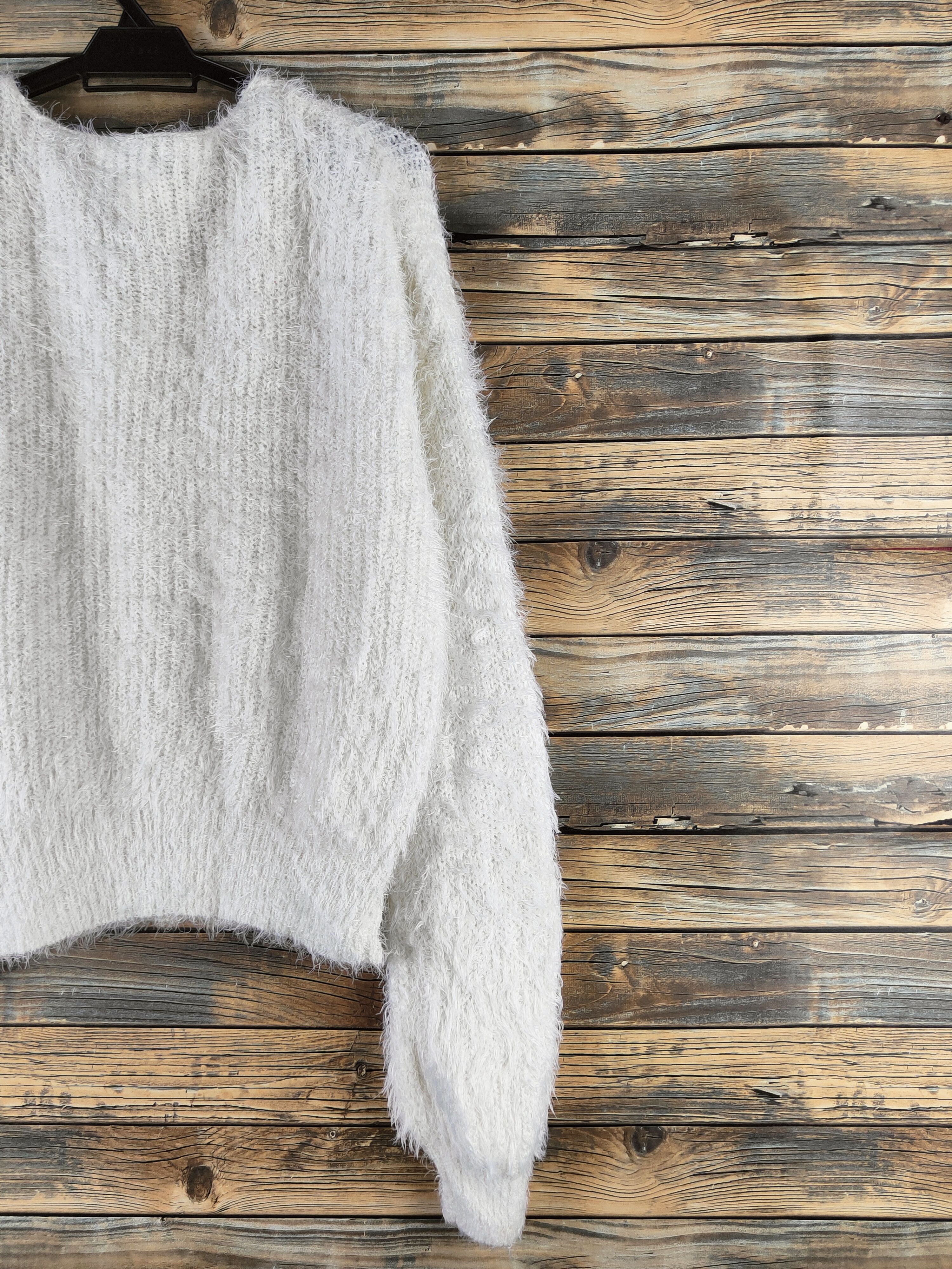 Japanese Brand DL Emsexcite White Fur shaggy Mohair Knitwear #46-1000 Size M / US 6-8 / IT 42-44 - 9 Thumbnail