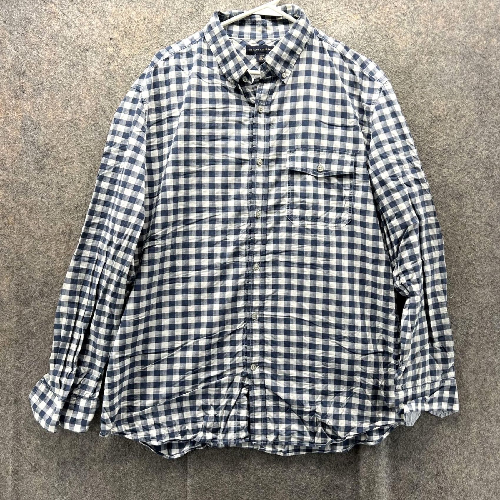 Banana Republic Banana Republic Shirt Mens XL Blue White Gingham Button-Down Long Sleeve Cotton Size US XL / EU 56 / 4 - 2 Thumbnail