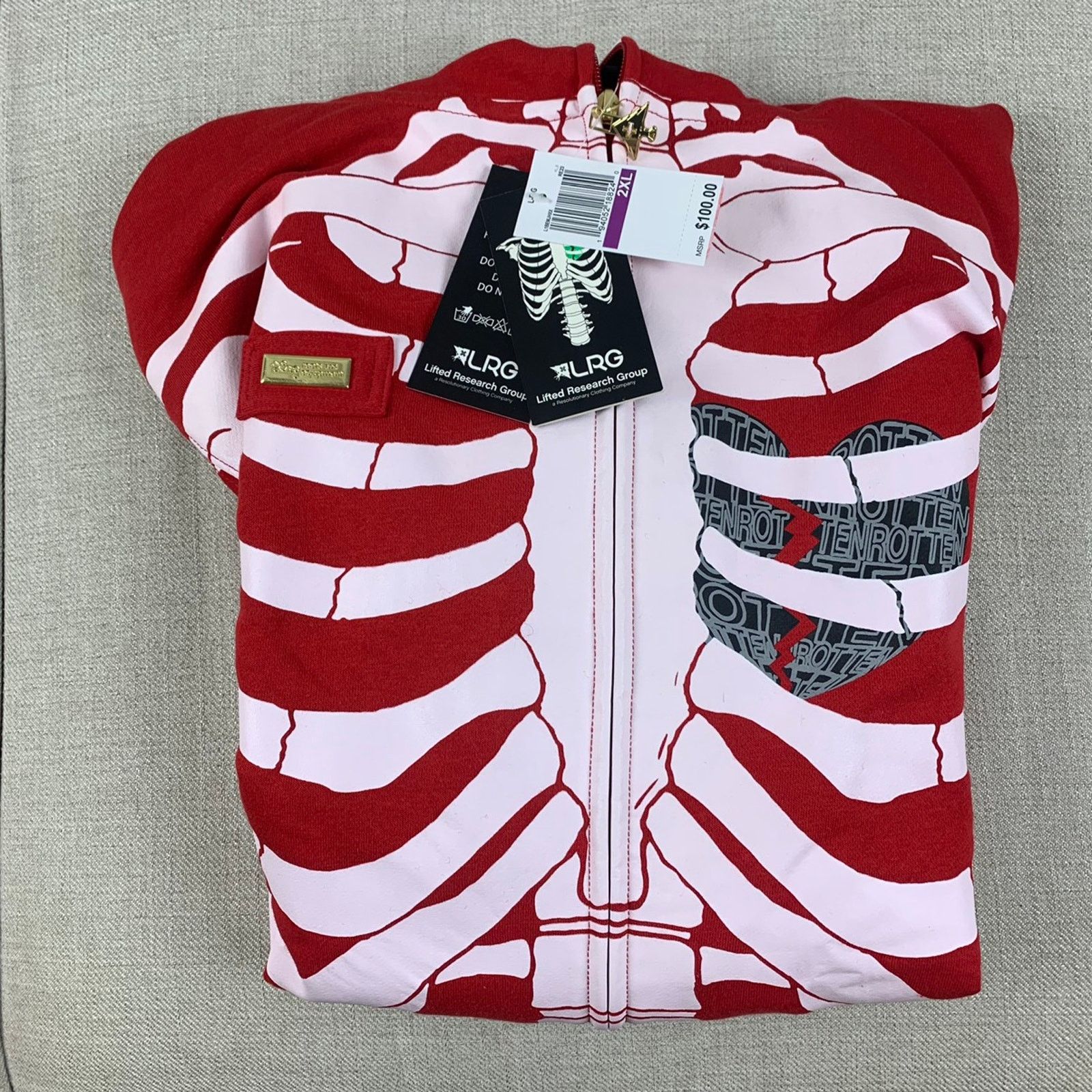 LRG LRG Dead Serious Hoodie Red XXL Size US XXL / EU 58 / 5 - 7 Thumbnail