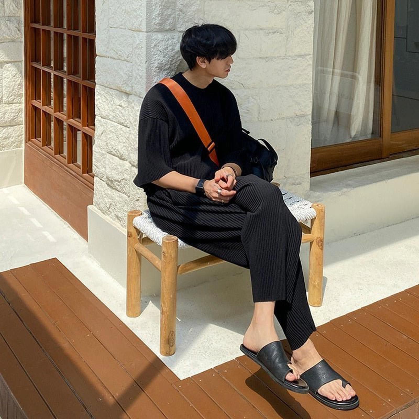 Vintage Oversized Pleated Tee / Pants Set– Minimal Street Style Size US M / EU 48-50 / 2 - 4 Thumbnail