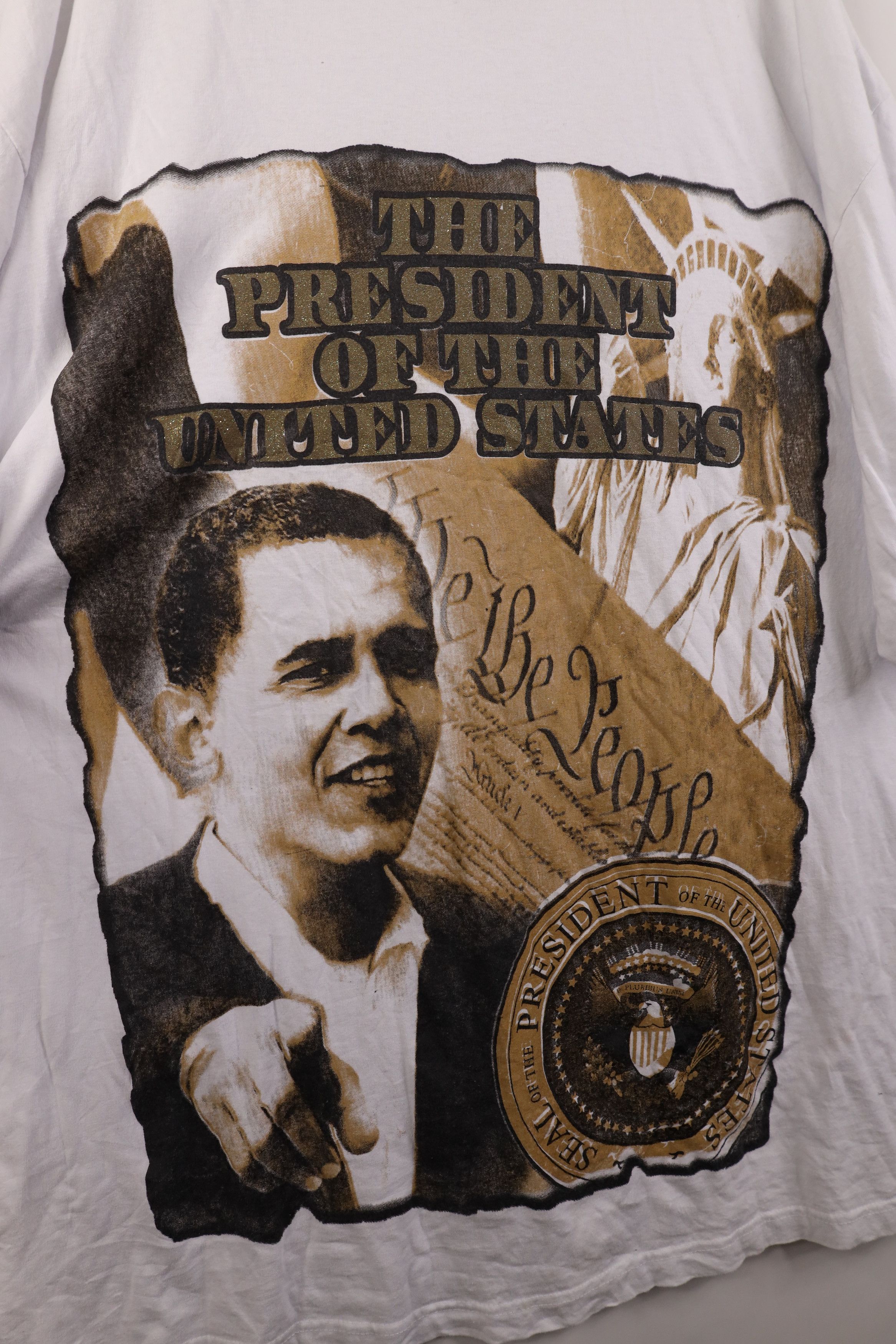 Vintage Vintage Y2K Streetwear Barack Obama Rap Tee T-Shirt White Size US XXL / EU 58 / 5 - 5 Thumbnail