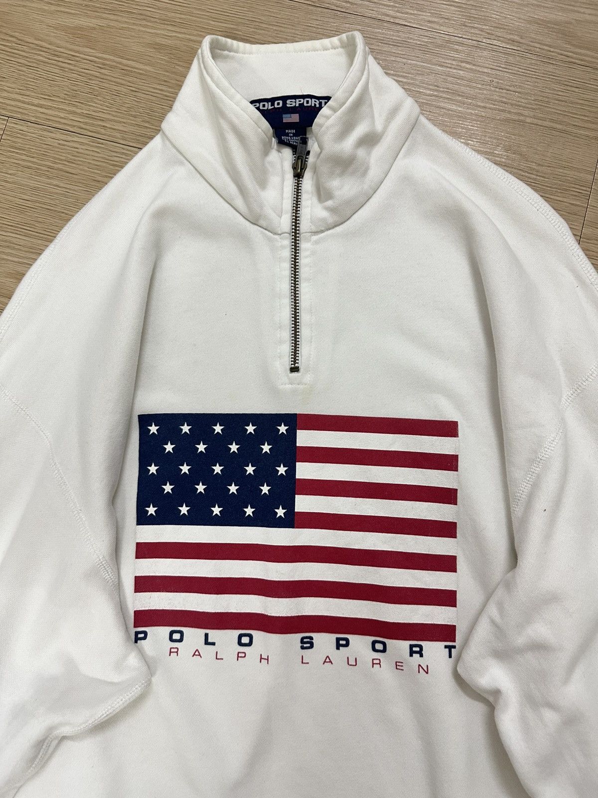 Polo Ralph Lauren × Vintage Vintage 90s Polo Sport Ralph Lauren USA Flag Half Zipper Size US L / EU 52-54 / 3 - 4 Thumbnail