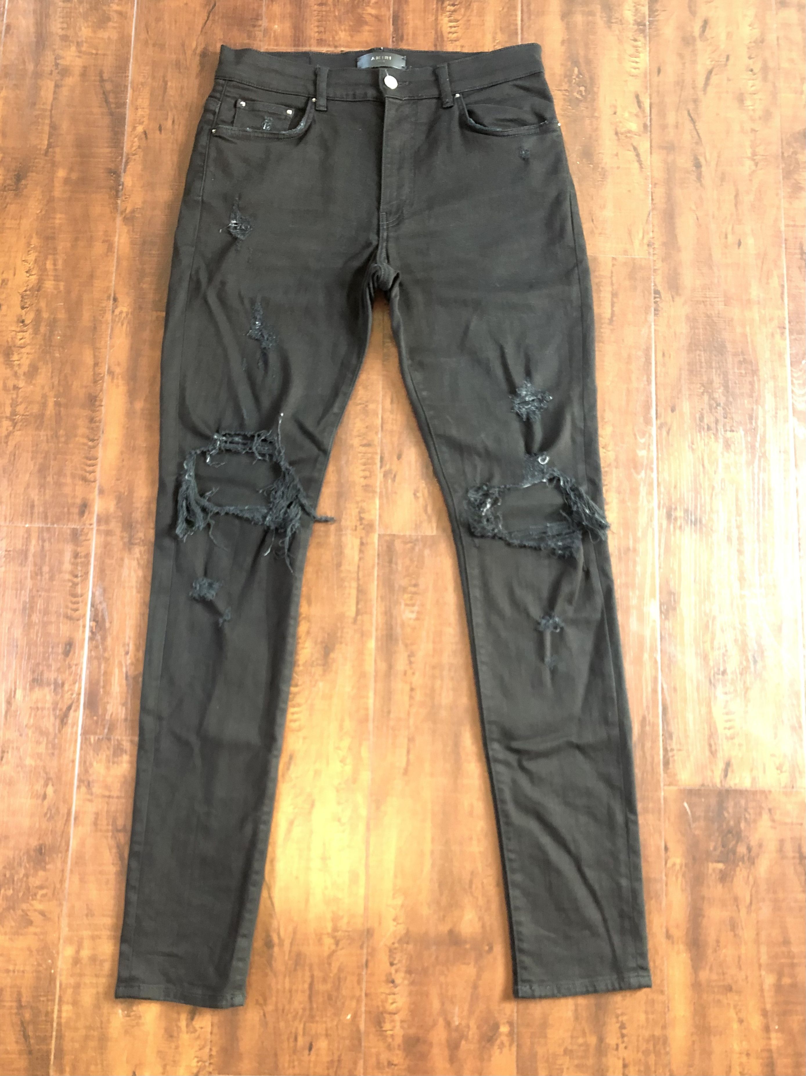 Amiri Amiri Distressed Thrasher Ripped Knees Skinny Jeans & Zipper Size US 33 - 1 Thumbnail