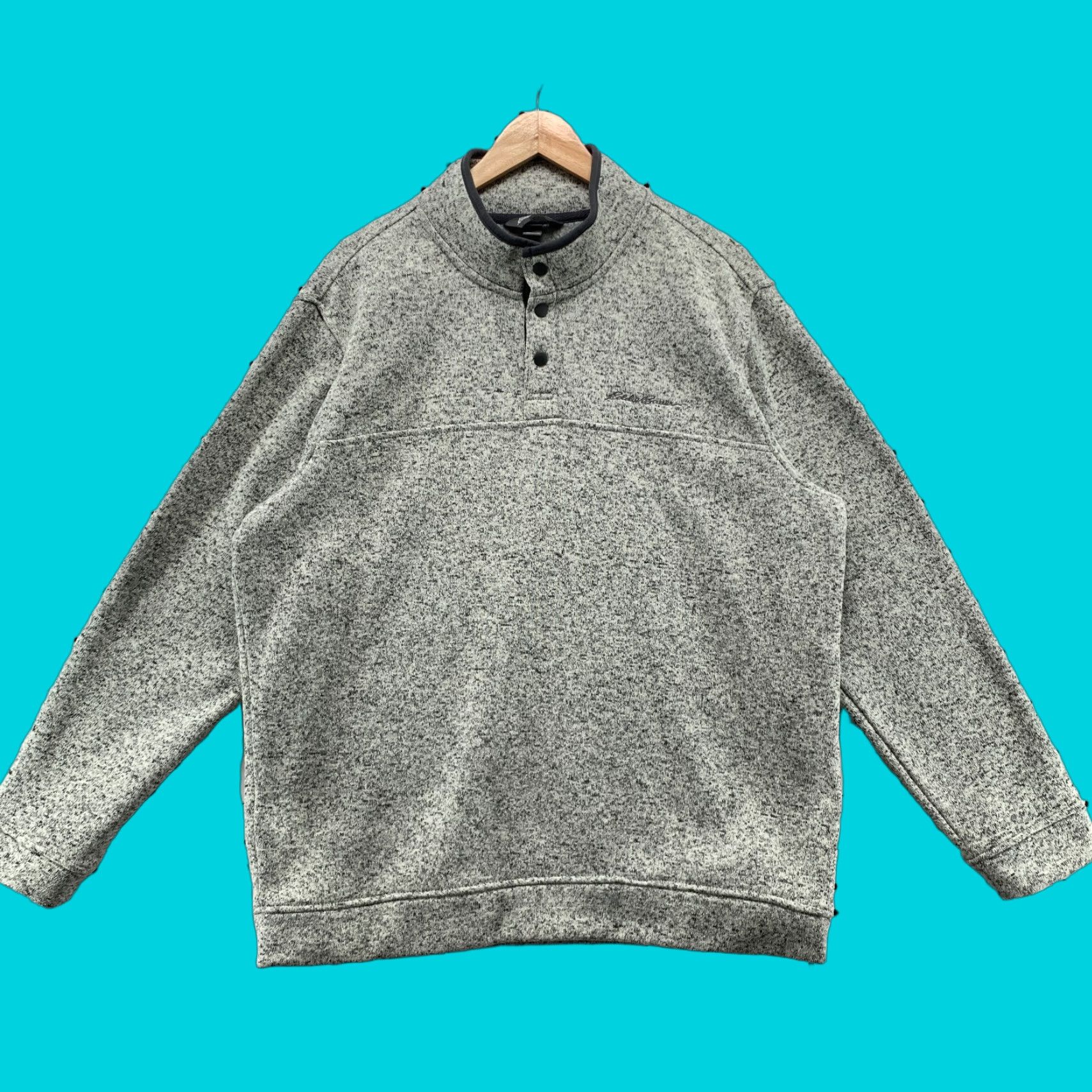 Eddie Bauer Eddie Bauer Pullover Sweater Gray XL Mock Neck Long Sleeve Men's 1/4 Snap Knit Size US XL / EU 56 / 4 - 1 Thumbnail