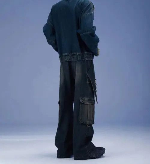 VIBE Retro Pioneer Deconstructed Pocket Washed Distressed Jeans Size US 32 / EU 48 - 3 Thumbnail
