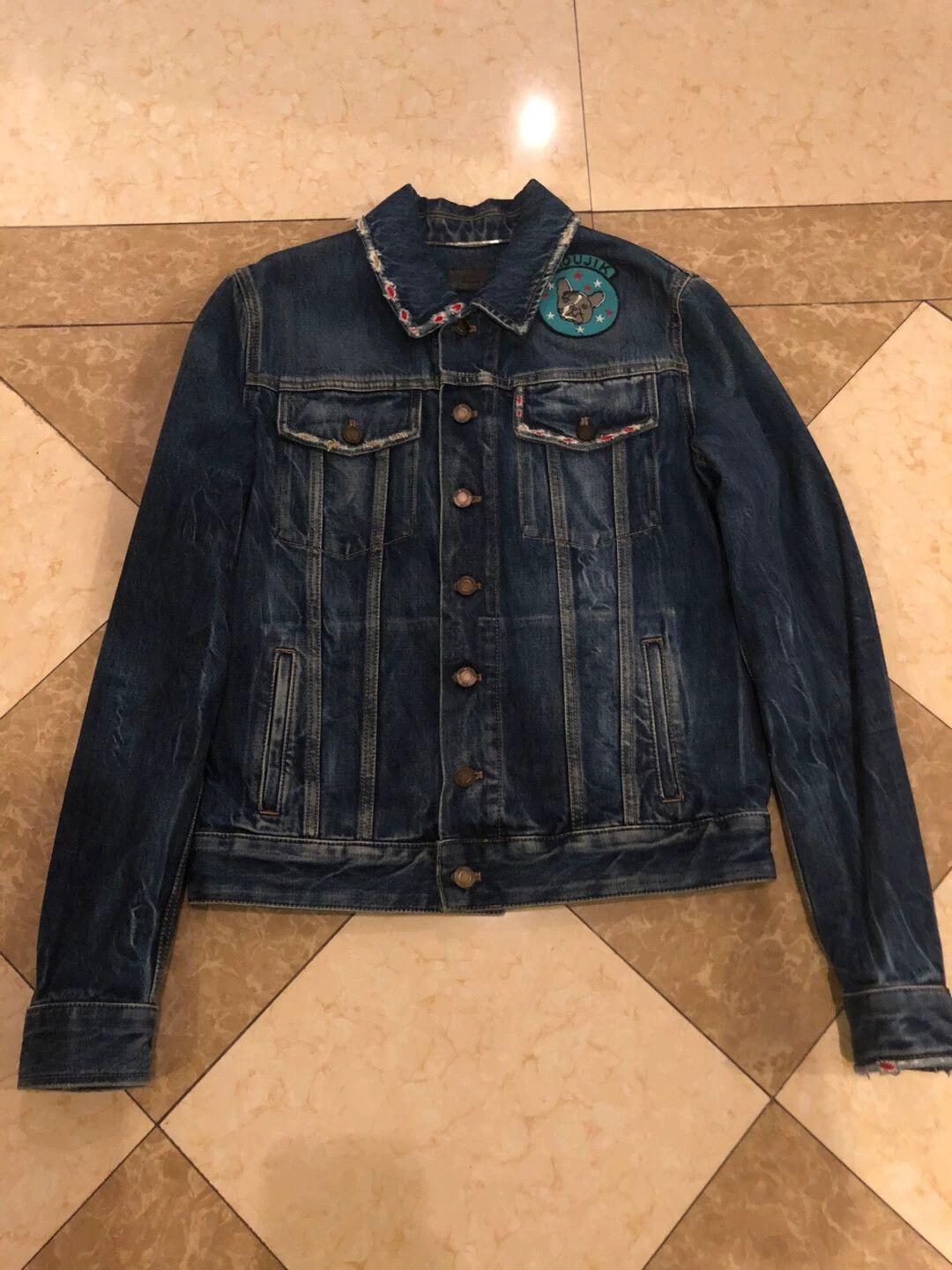 Saint Laurent Paris Saint Laurent Paris Badge washed denim jacket Size US XXS / EU 40 - 1 Thumbnail