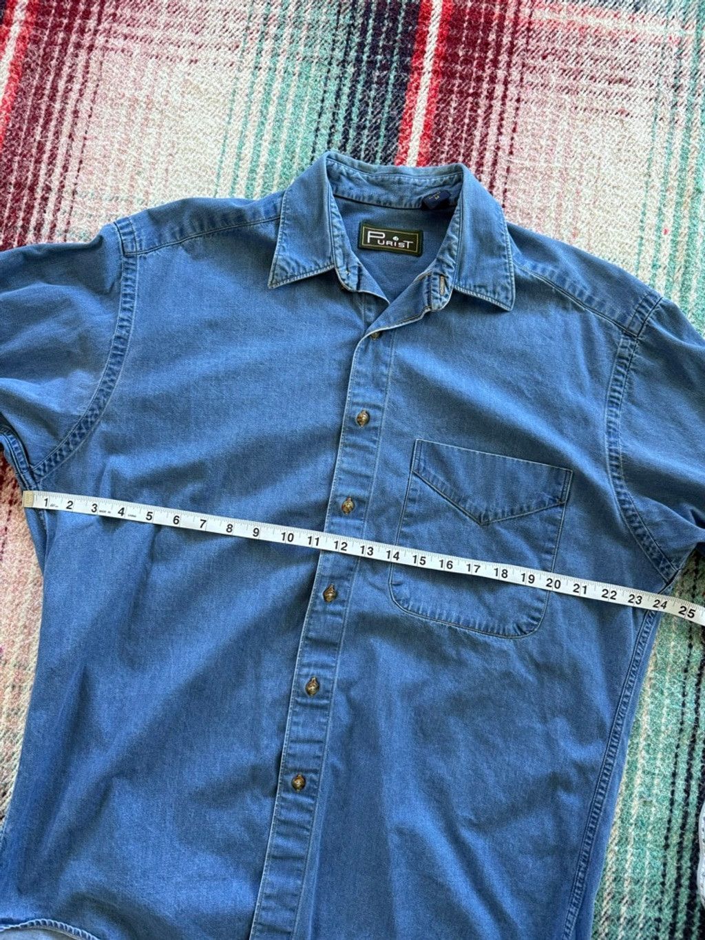 Vintage Men's Purist Blue Denim Casual Button Down Shirt M Size US M / EU 48-50 / 2 - 5 Thumbnail