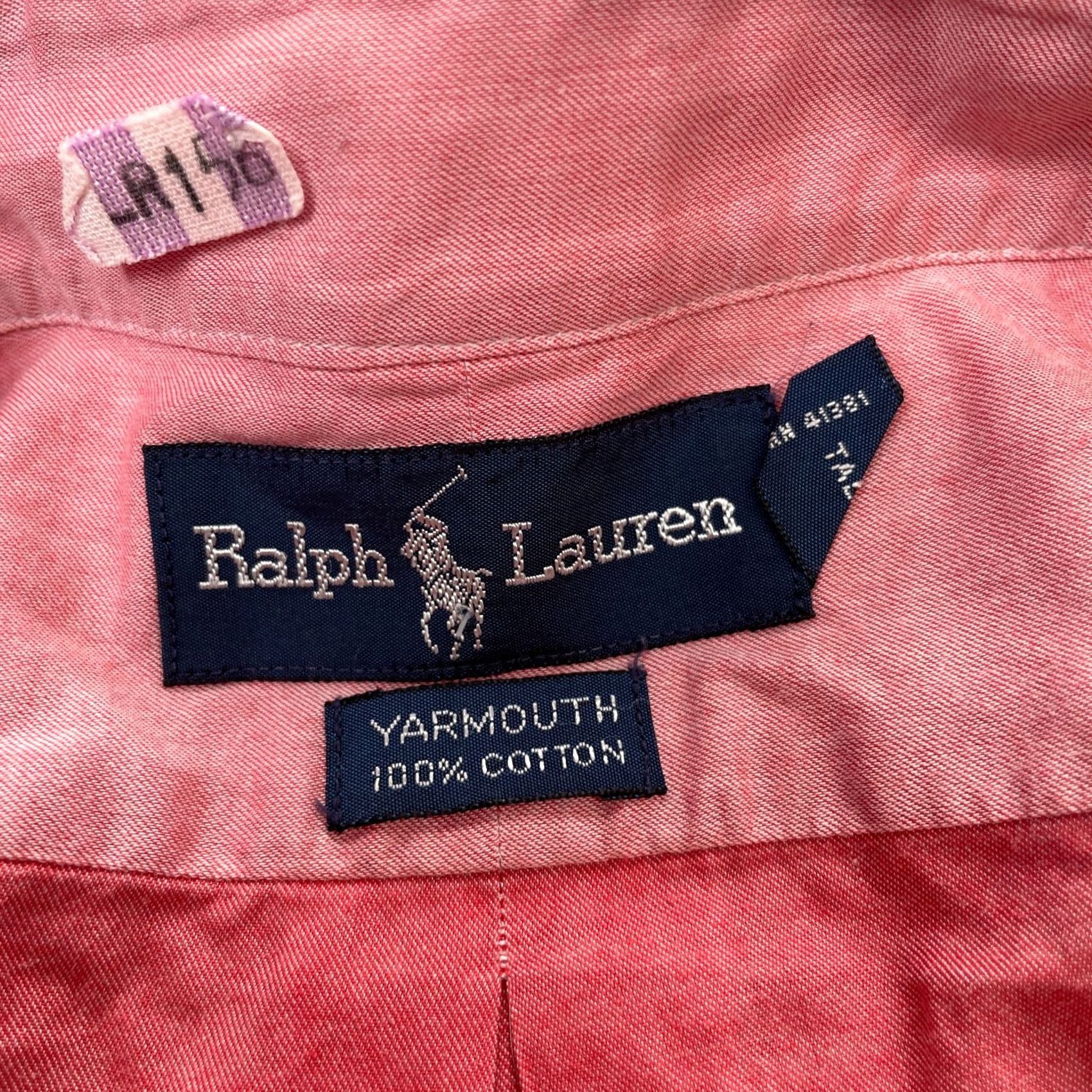 Ralph Lauren VINTAGE Ralph Lauren Shirt Mens Pink Dress Oxford Chambray Yarmouth Pony Logo 17 Size 46R - 3 Thumbnail