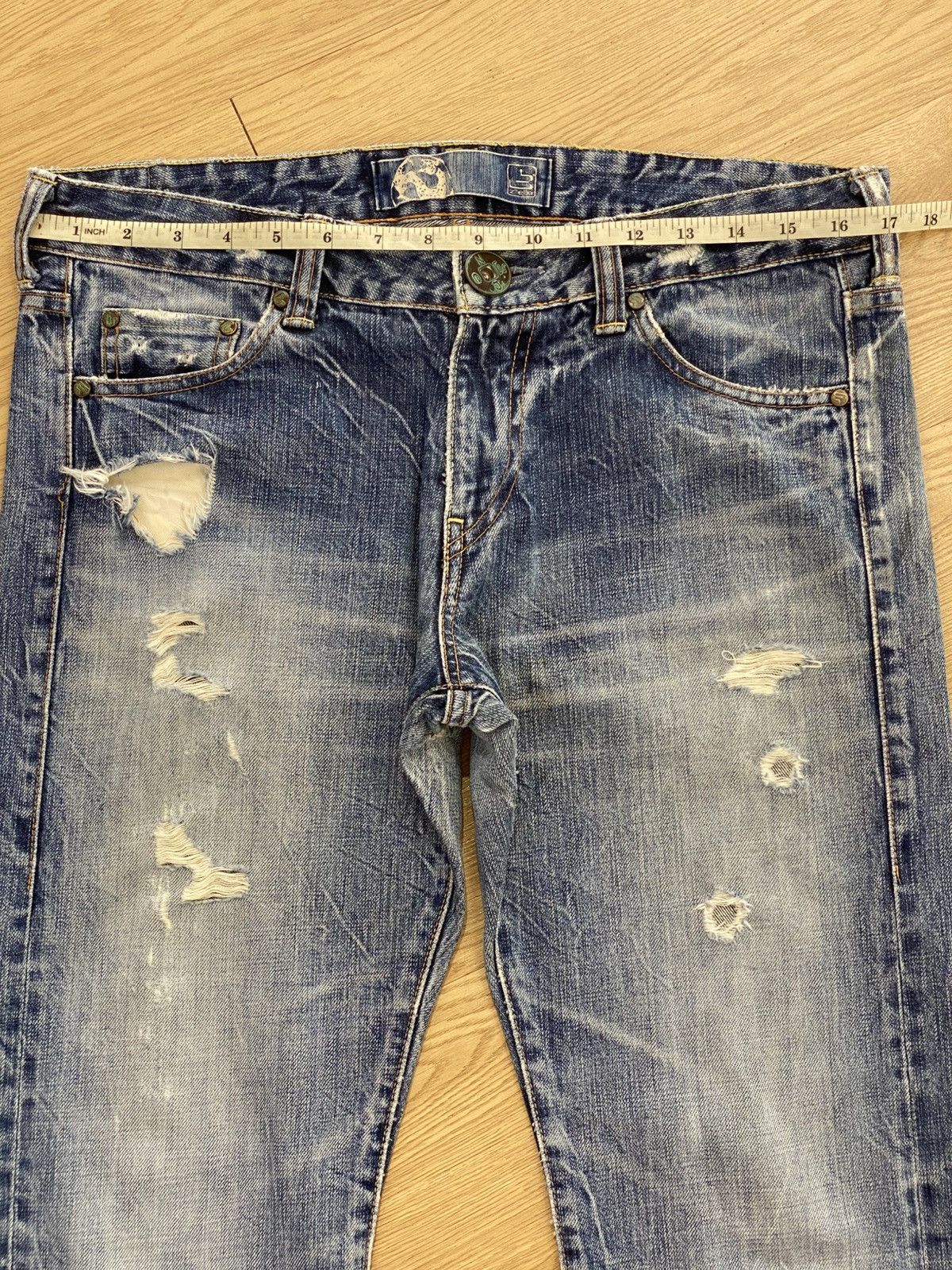 Japanese Brand Japanese Brand Distressed Acid Blue Wash Style Size US 34 / EU 50 - 9 Thumbnail