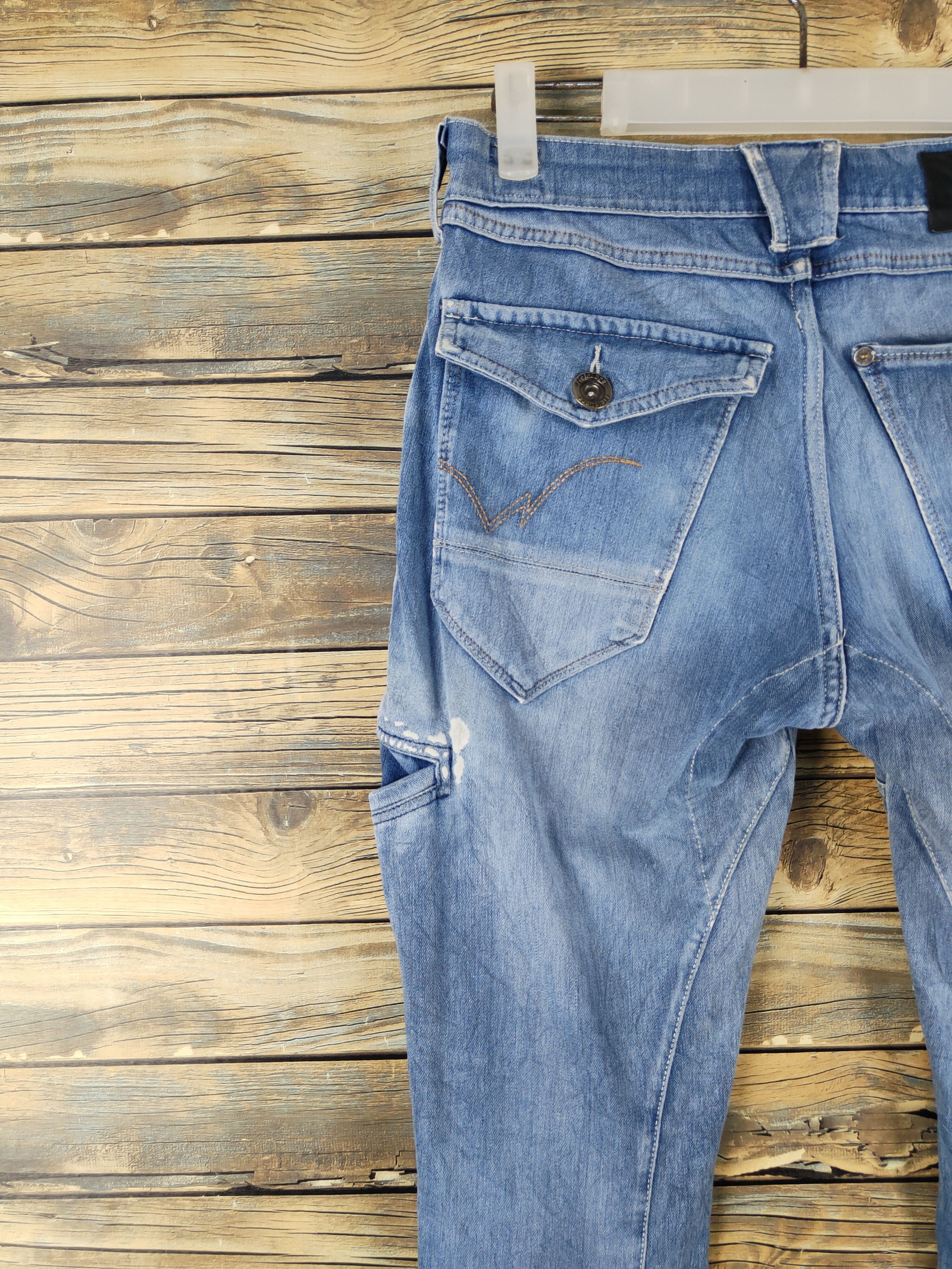 Japanese Brand FieldCore Blue Distressed Ripped Soft denim Jeans #W2057 Size US 30 / EU 46 - 8 Thumbnail