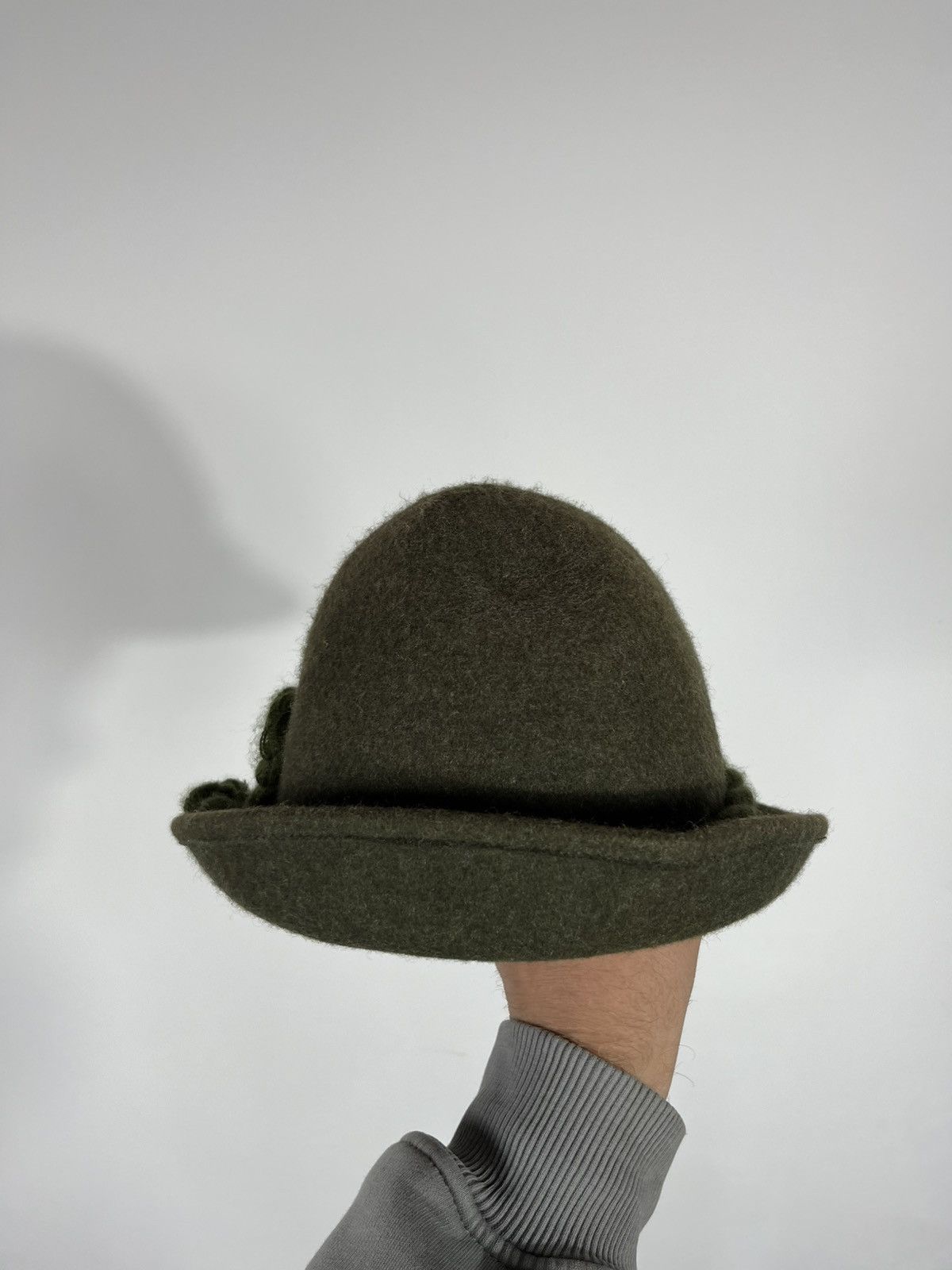 Vintage Traditional Wool Alpine Hat Green 54 cm Oktoberfest Style Size ONE SIZE - 4 Thumbnail