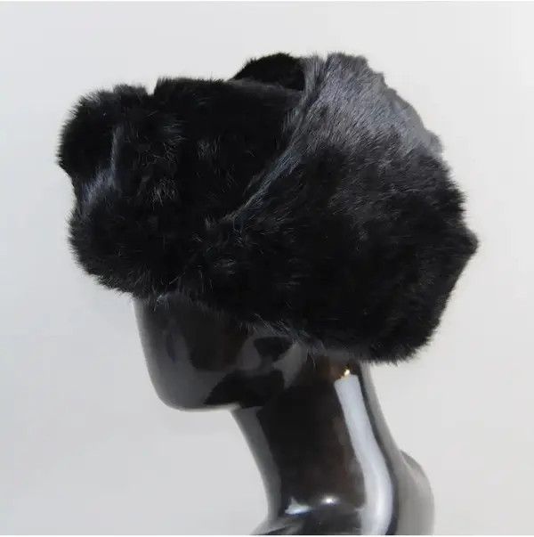 Japanese Brand Warm Natural Rabbit Fur Bomber Hat With Earflaps Size ONE SIZE - 6 Thumbnail