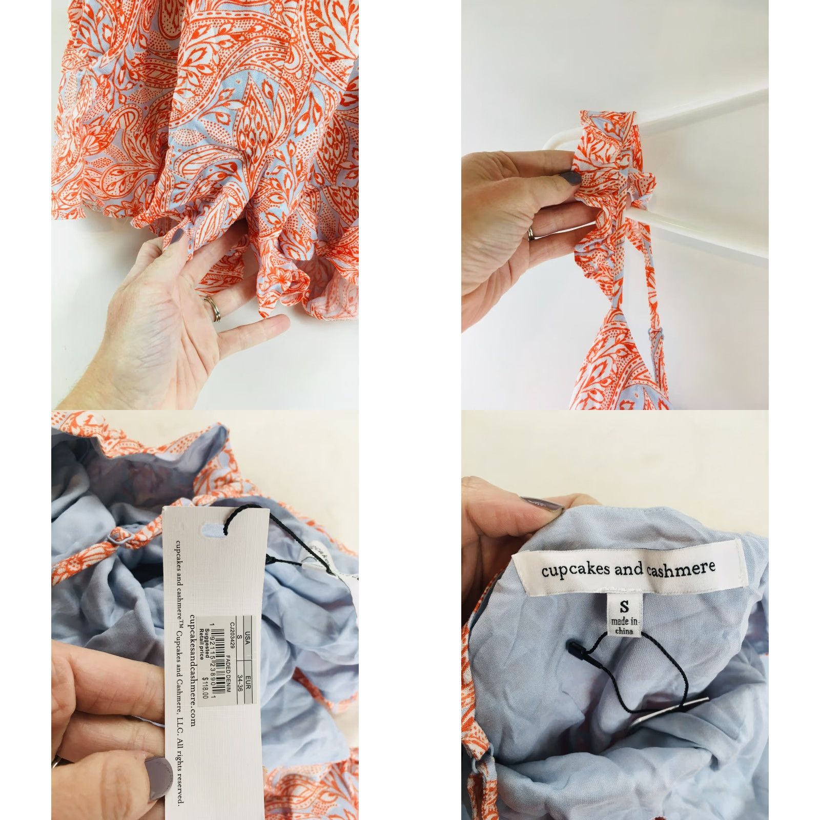 Vintage Cupcakes & Cashmere Romper Size S Floral Paisley Ruffle Sleeve Elastic Waist NWT Size 36" / US 14 / IT 50 - 8 Thumbnail