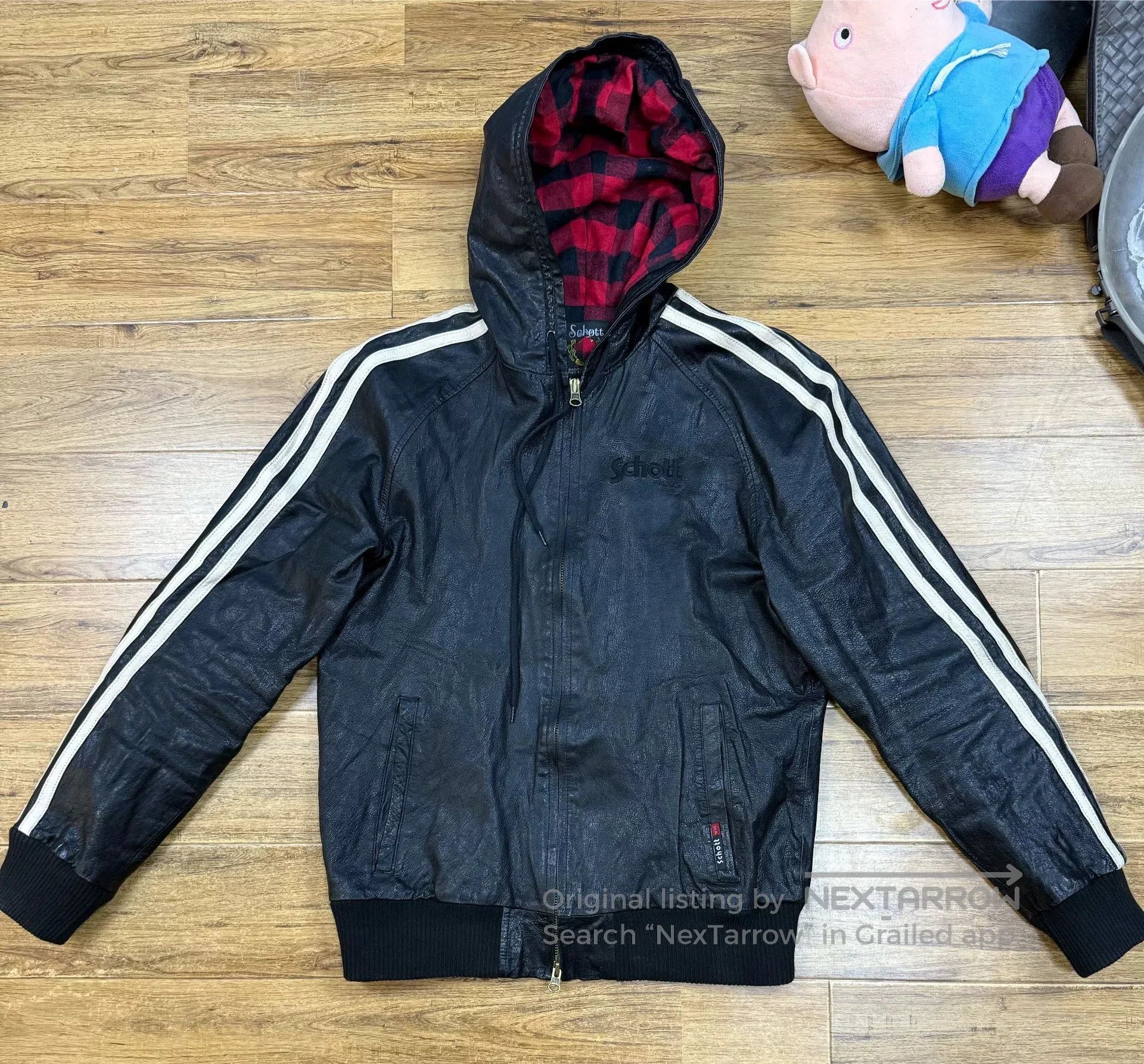 Schott Schott Men's Goat Leather Hooded Jacket. Size US L / EU 52-54 / 3 - 1 Thumbnail
