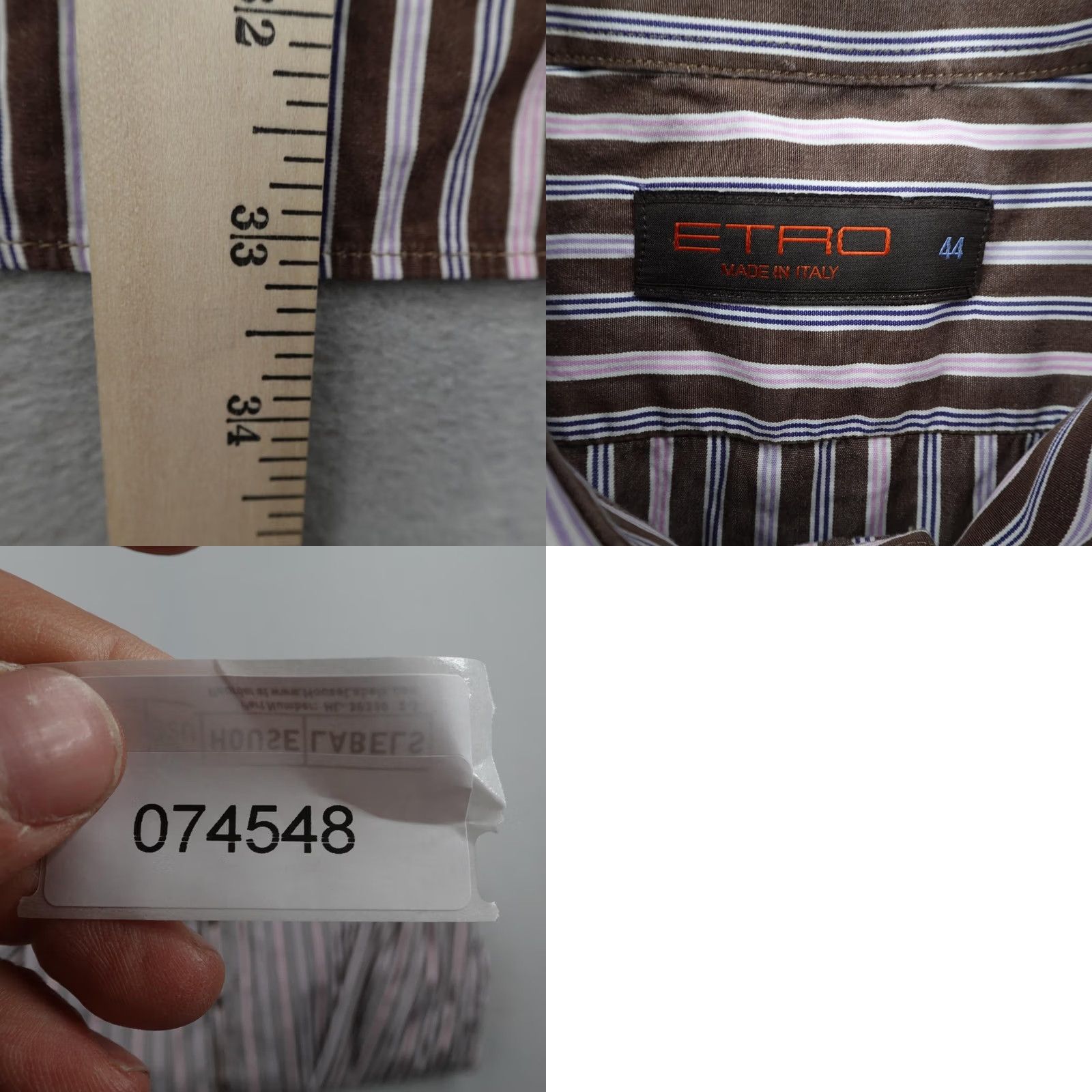 Etro ETRO Shirt Mens XL Brown Size Pink Stripes Dress Button Cotton Italy Size 46R - 8 Thumbnail