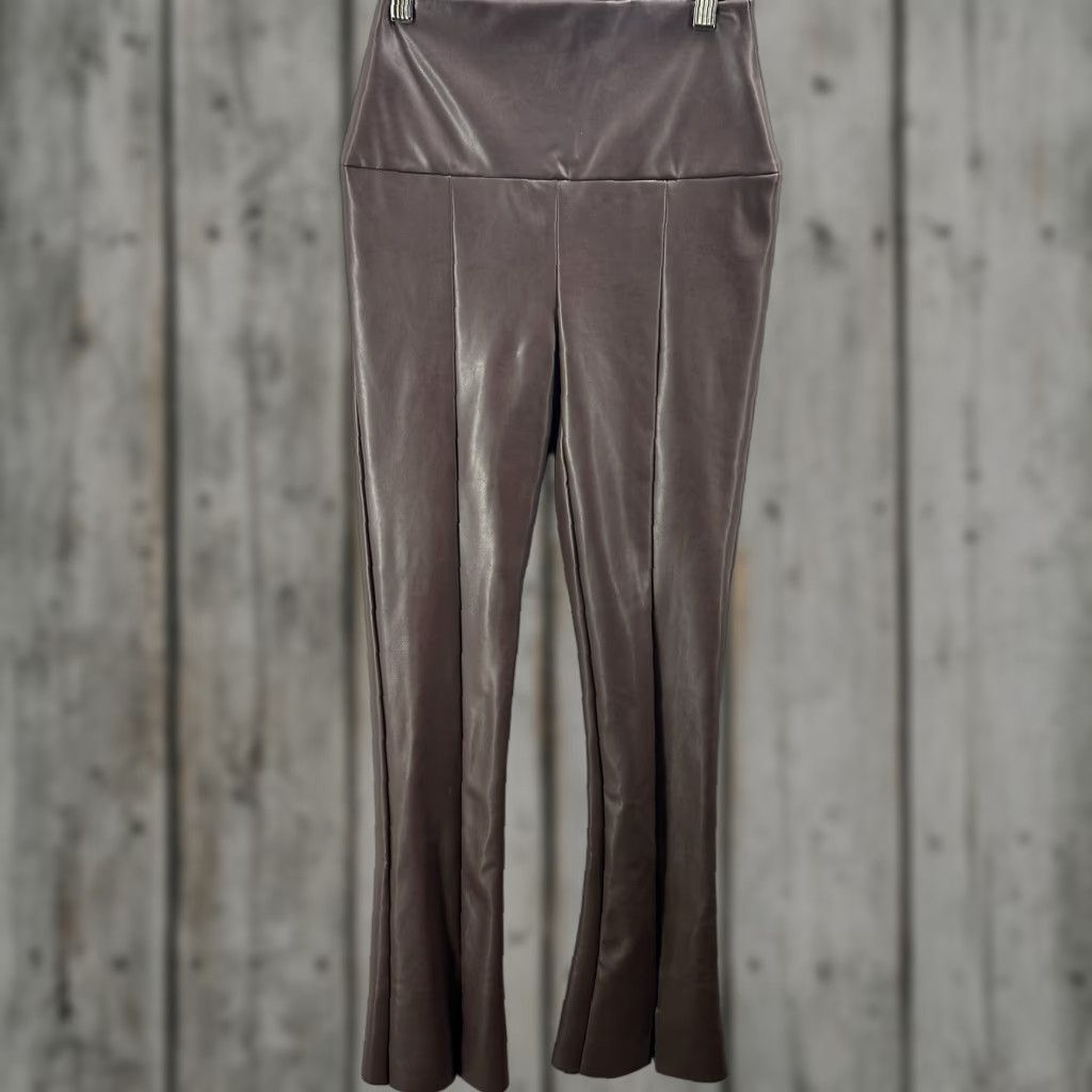 Norma Kamali Norma Kamali Faux Leather Slit Hem Leggings Womens XS Brown Casual Ankle Size 26" / US 2 / IT 38 - 1 Thumbnail