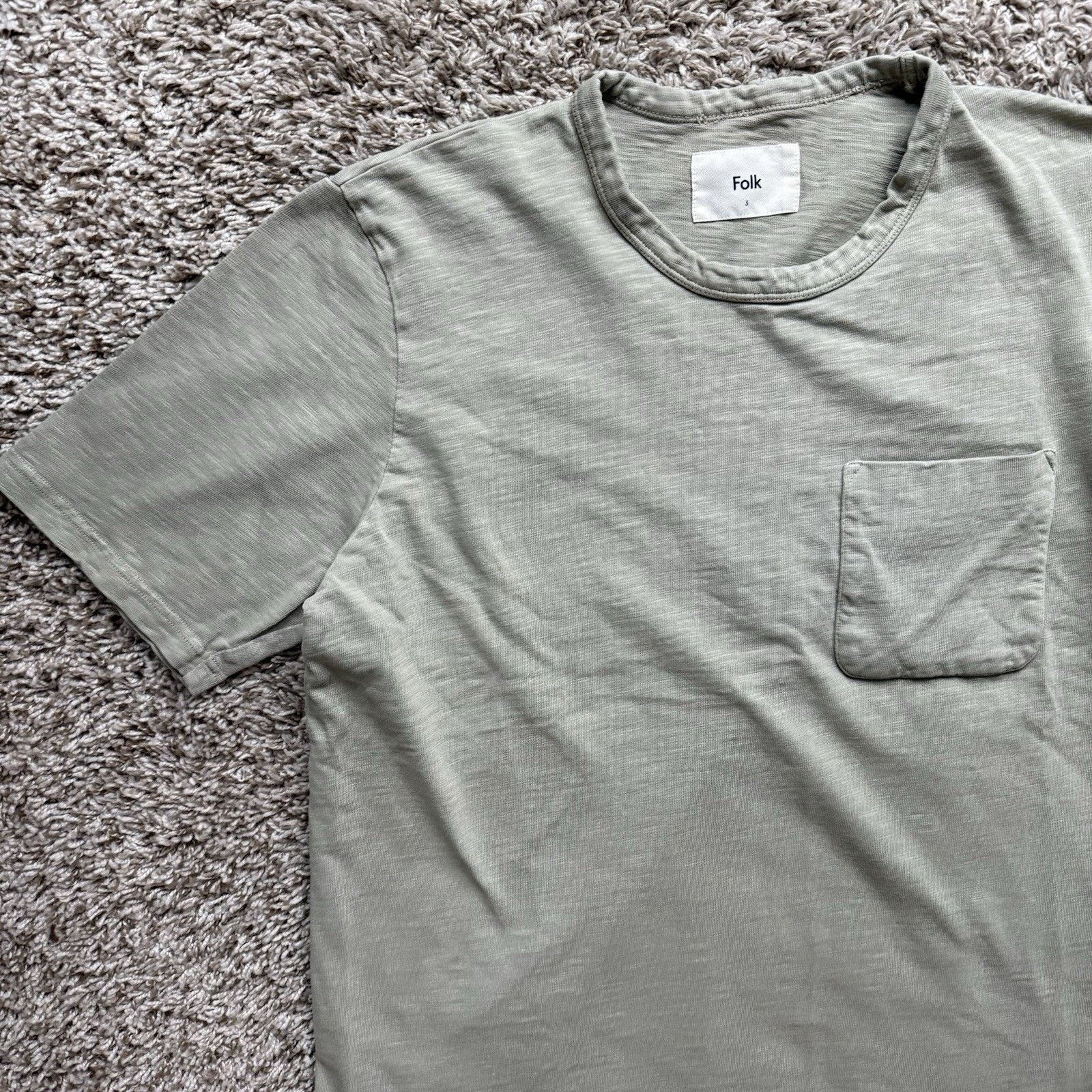 Folk Folk Clothing Heavyweight Sage Green Front Pocket T-Shirt Size US M / EU 48-50 / 2 - 8 Thumbnail