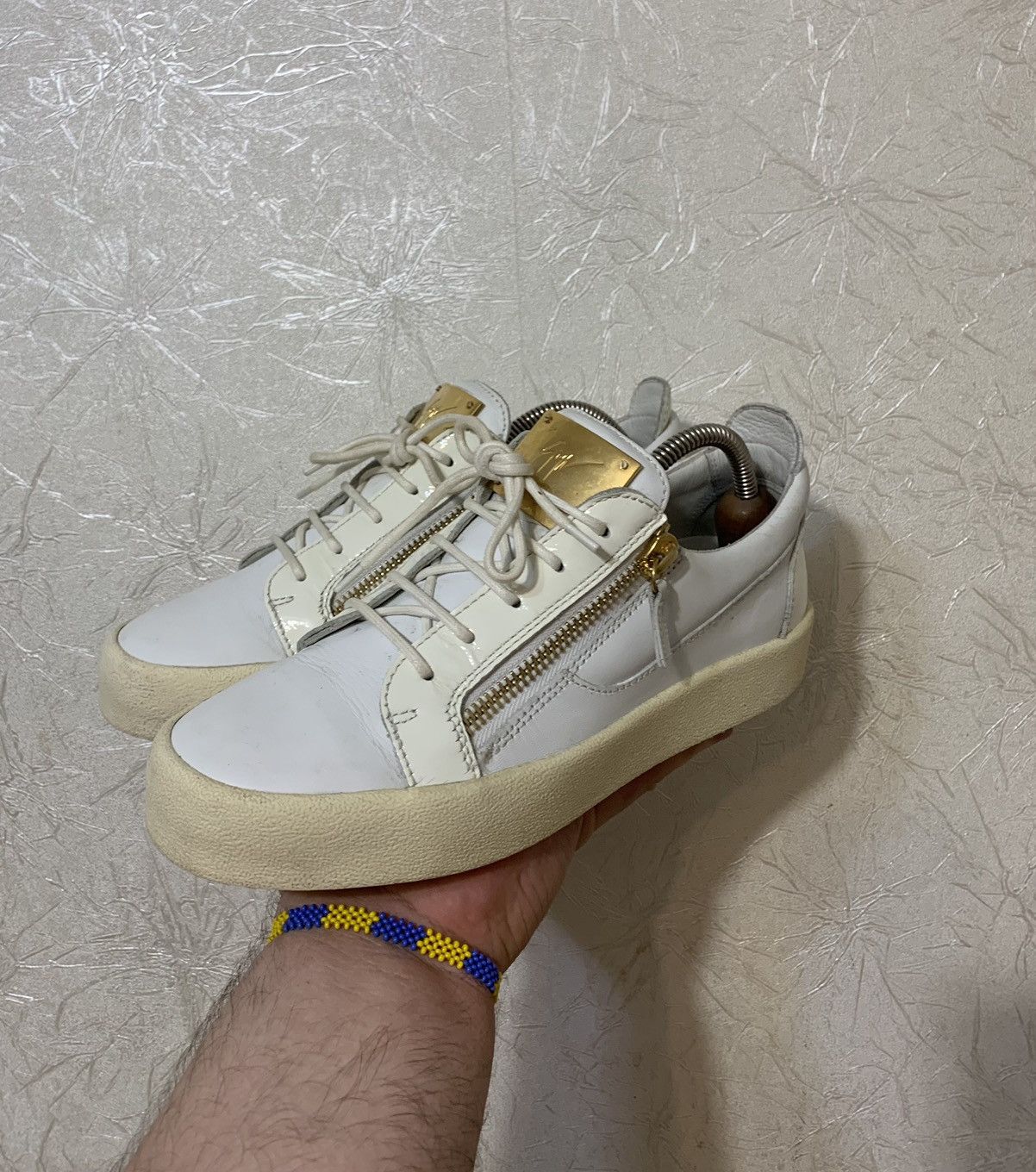 Giuseppe Zanotti Giuseppe Zanotti White Double Zip Low Top Sneakers Size US 8 / EU 41 - 3 Thumbnail
