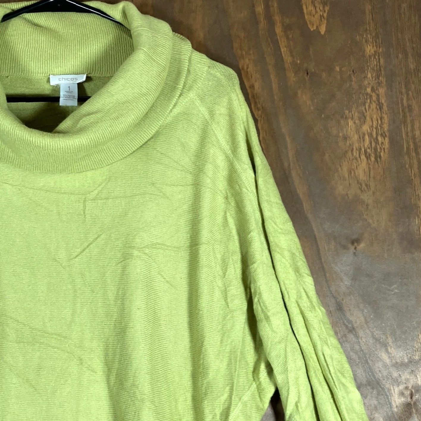 Vintage Chicos Womens Sweater Green Cowl Neck Dolman Sleeve Rabbit Hair Blend 1 (M) Size M / US 6-8 / IT 42-44 - 5 Thumbnail