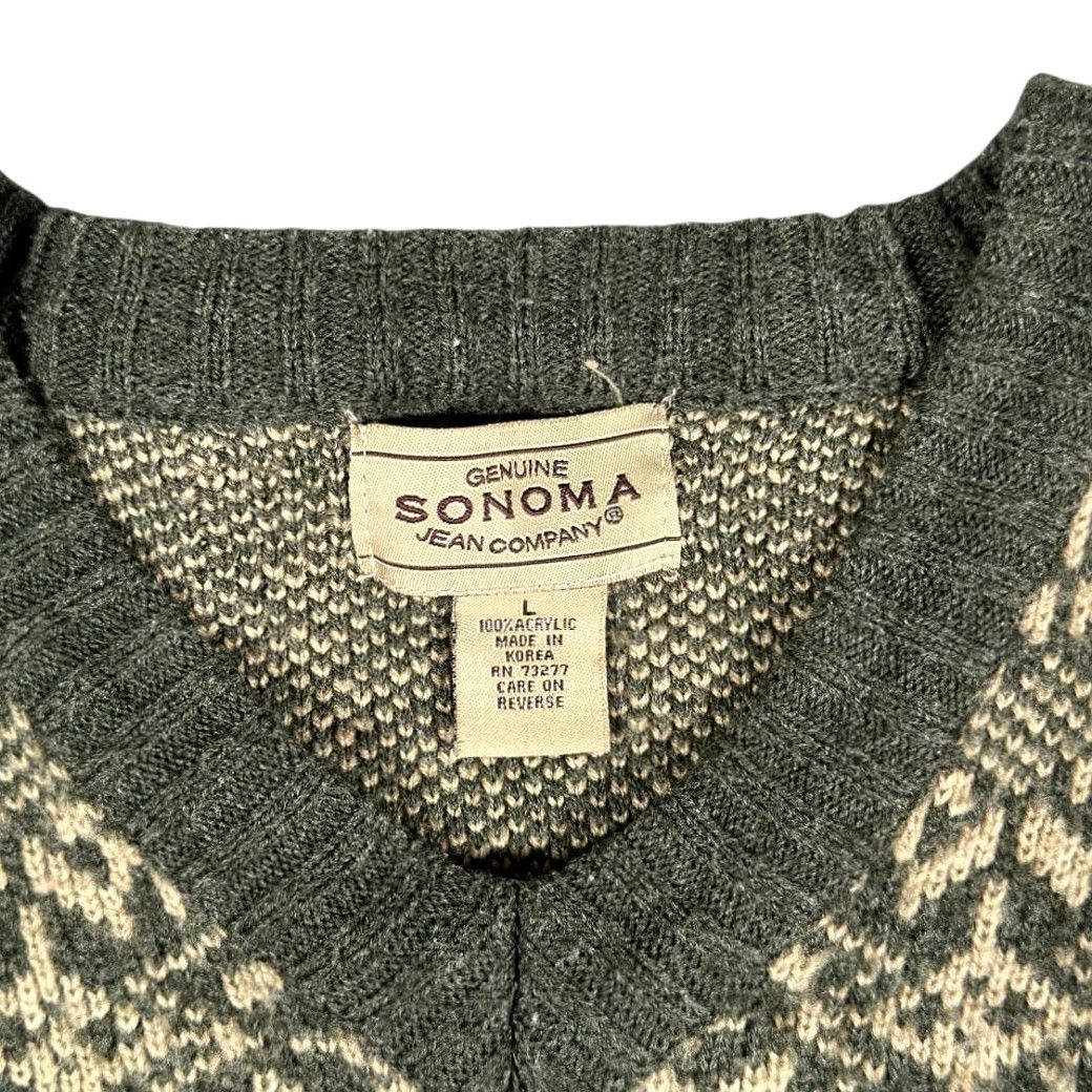 Vintage VINTAGE Sonoma Sweater Womens LARGE Green Black Nordic Knit Snowflake V Neck 90s Size L / US 10 / IT 46 - 4 Thumbnail