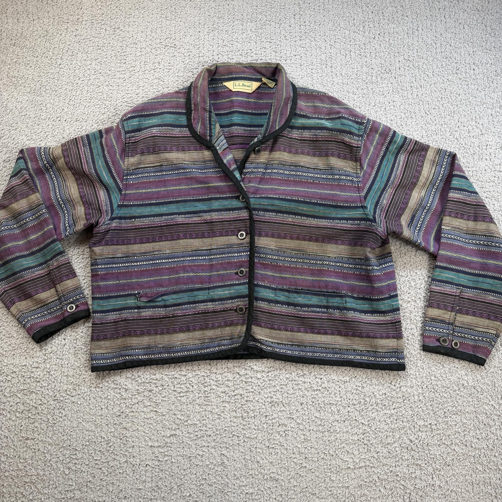 L.L. Bean Vintage LL Bean Southwestern Aztec Woven Jacket XL Cropped Size US XL / EU 56 / 4 - 1 Thumbnail
