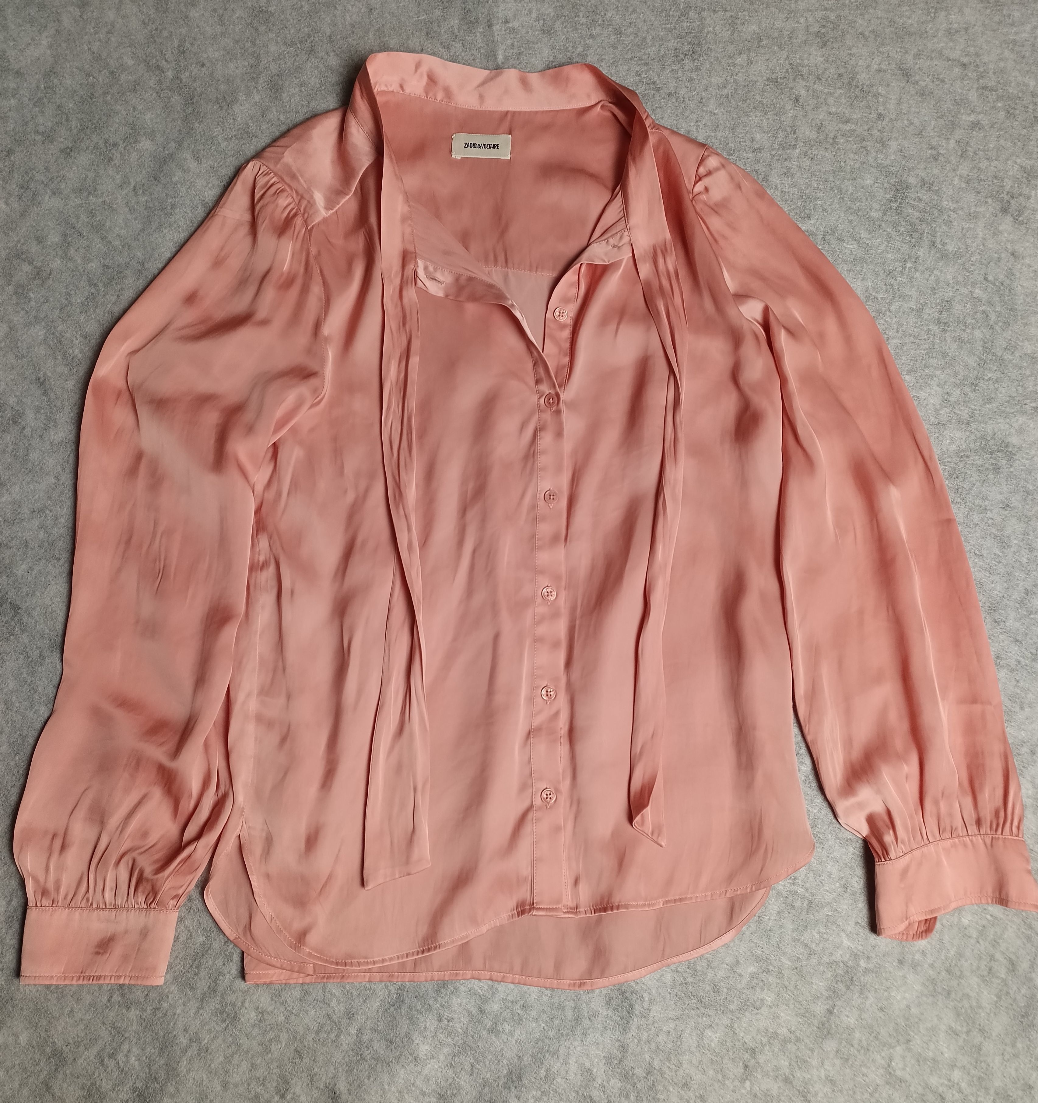 Zadig & Voltaire Zadig & Voltaire Tie-Neck Top Rose Taos Satin Blouse Size M / US 6-8 / IT 42-44 - 8 Thumbnail