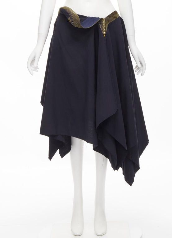 Comme des Garcons Distressed zipper trimmed draped raw handkerchief skirt Size 30" / US 8 / IT 44 - 4 Thumbnail