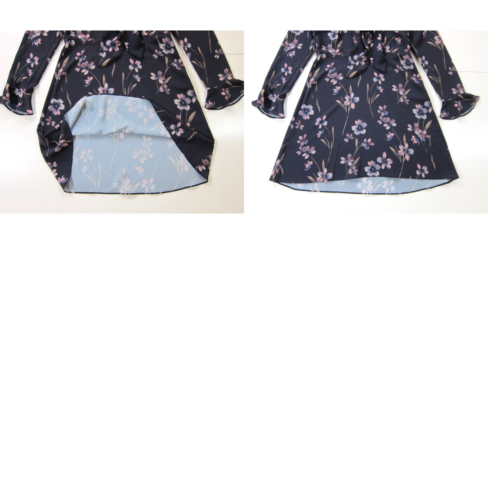 Vintage Olivaceous Dress Women Blue Pink Floral Long Sleeve V-Neck Fit Flare Empire M Size M / US 6-8 / IT 42-44 - 8 Thumbnail