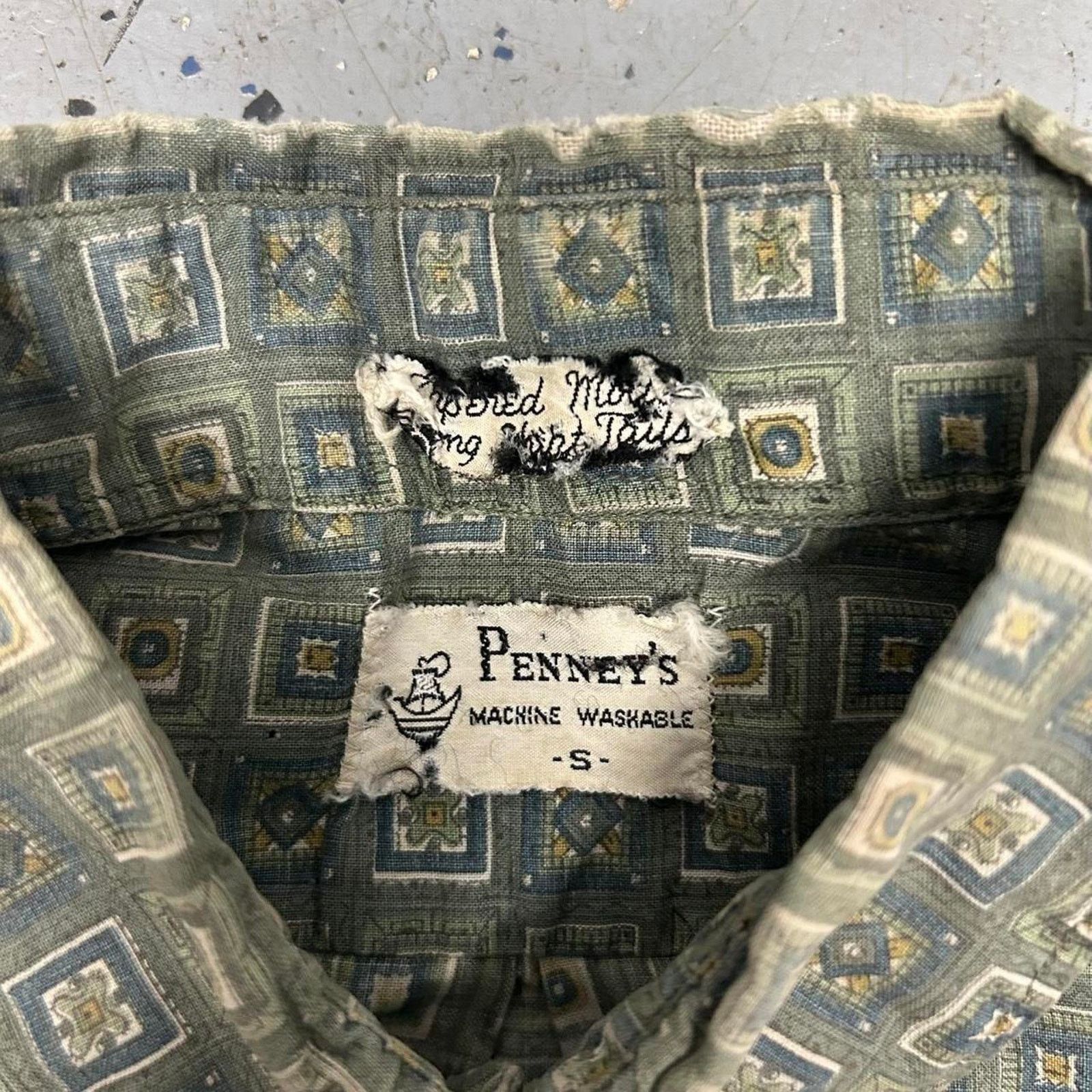 Other 50s/60s Green and cream pennys vintage button-up shirt Size US S / EU 44-46 / 1 - 4 Thumbnail