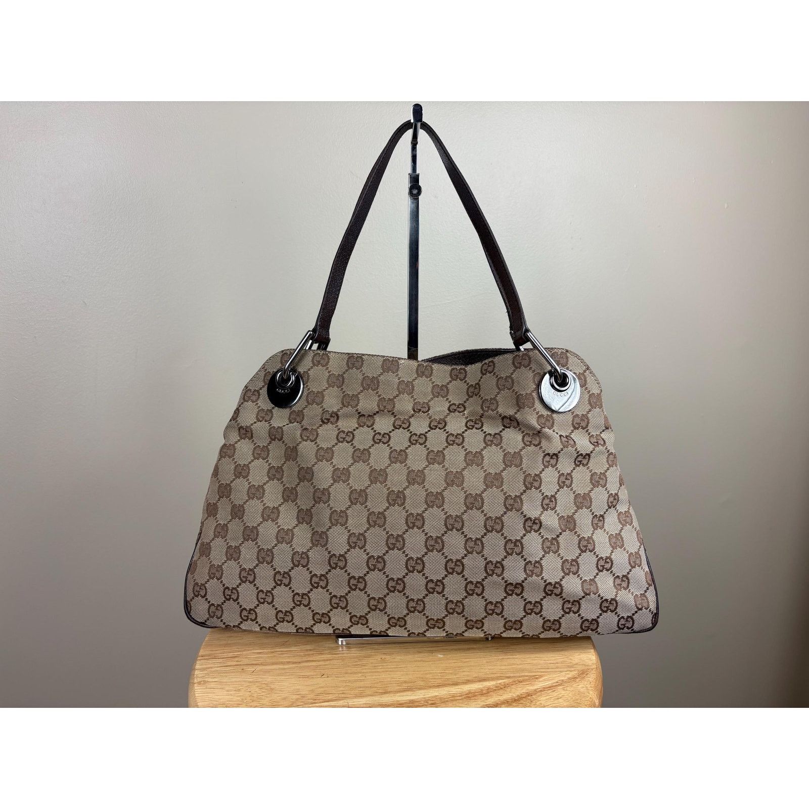 Gucci Authentic Gucci Eclipse GG Cloth and Brown Leather Shoulder Size ONE SIZE - 2 Thumbnail
