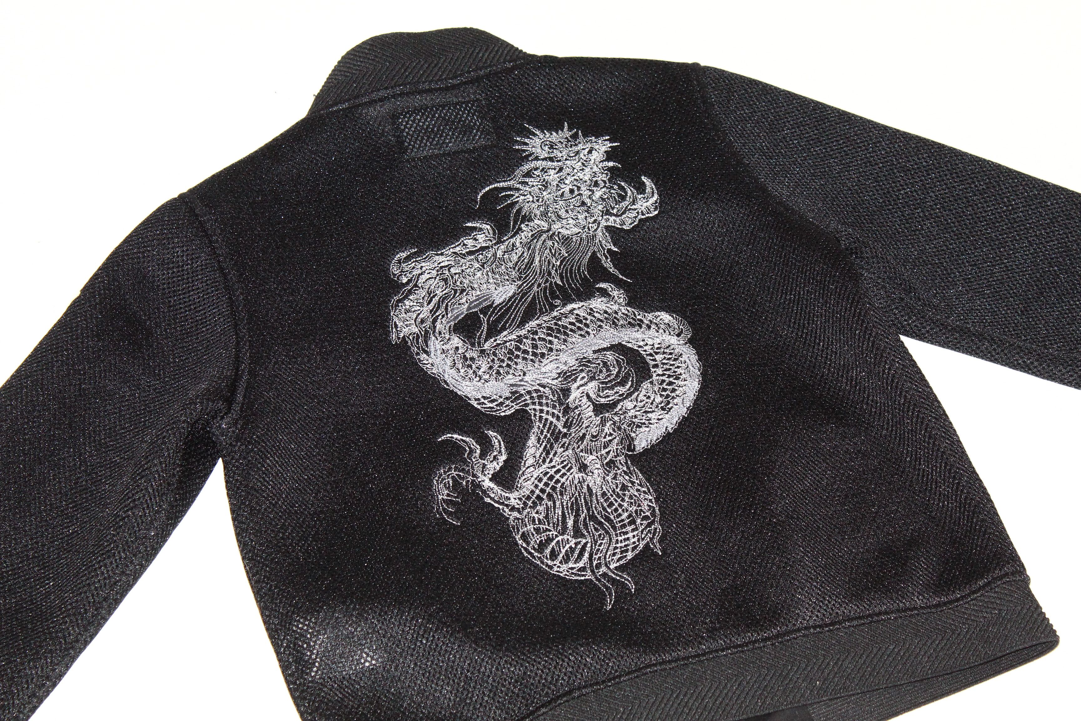 JET SET RARE💥 Jet Set Silver Dragon Embroidery Neoprene Mesh Jacket Size XS / US 0-2 / IT 36-38 - 2 Thumbnail