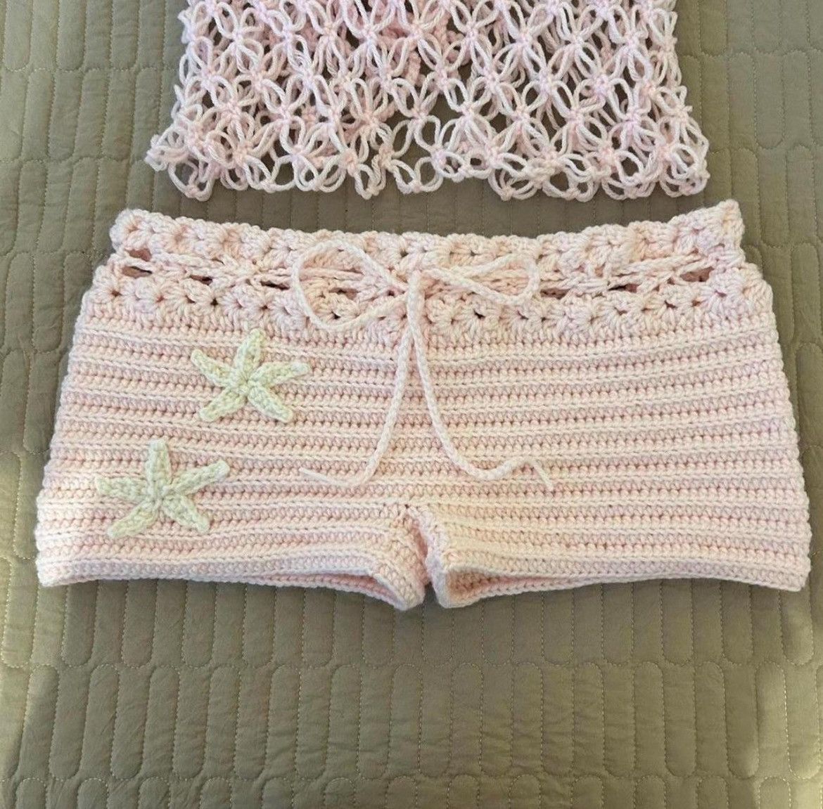Handmade pink starfish crochet set! Size S / US 4 / IT 40 - 4 Thumbnail