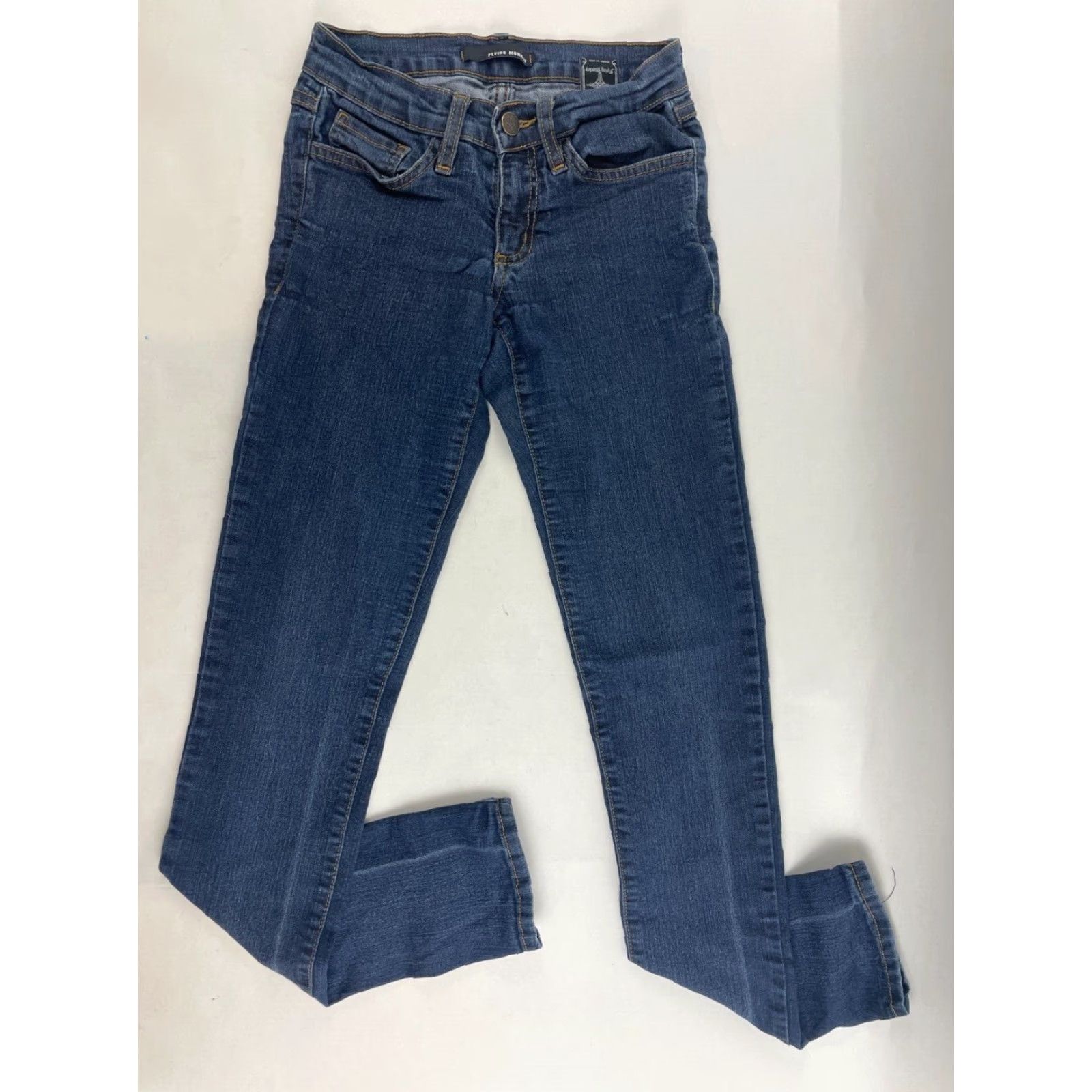 Vintage Flying Monkey Jeans Women's Size 0 Blue Denim Low Rise Pants Stretch Cargo Pocket Straight Modern 31 In Womens Size 25" / US 0 / IT 36 - 2 Thumbnail