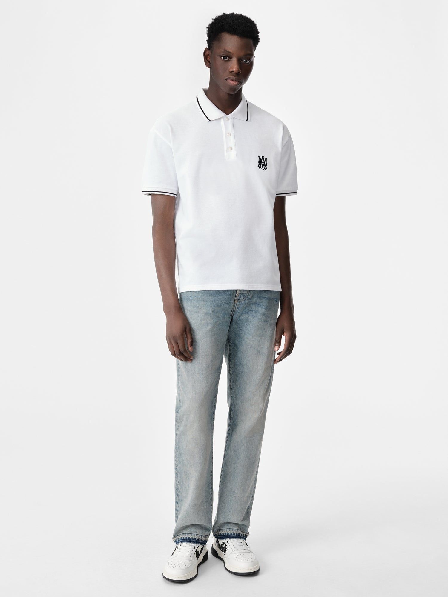 Amiri o1orln0326 Core Logo Polo Shirt in White Size US XL / EU 56 / 4 - 2 Thumbnail