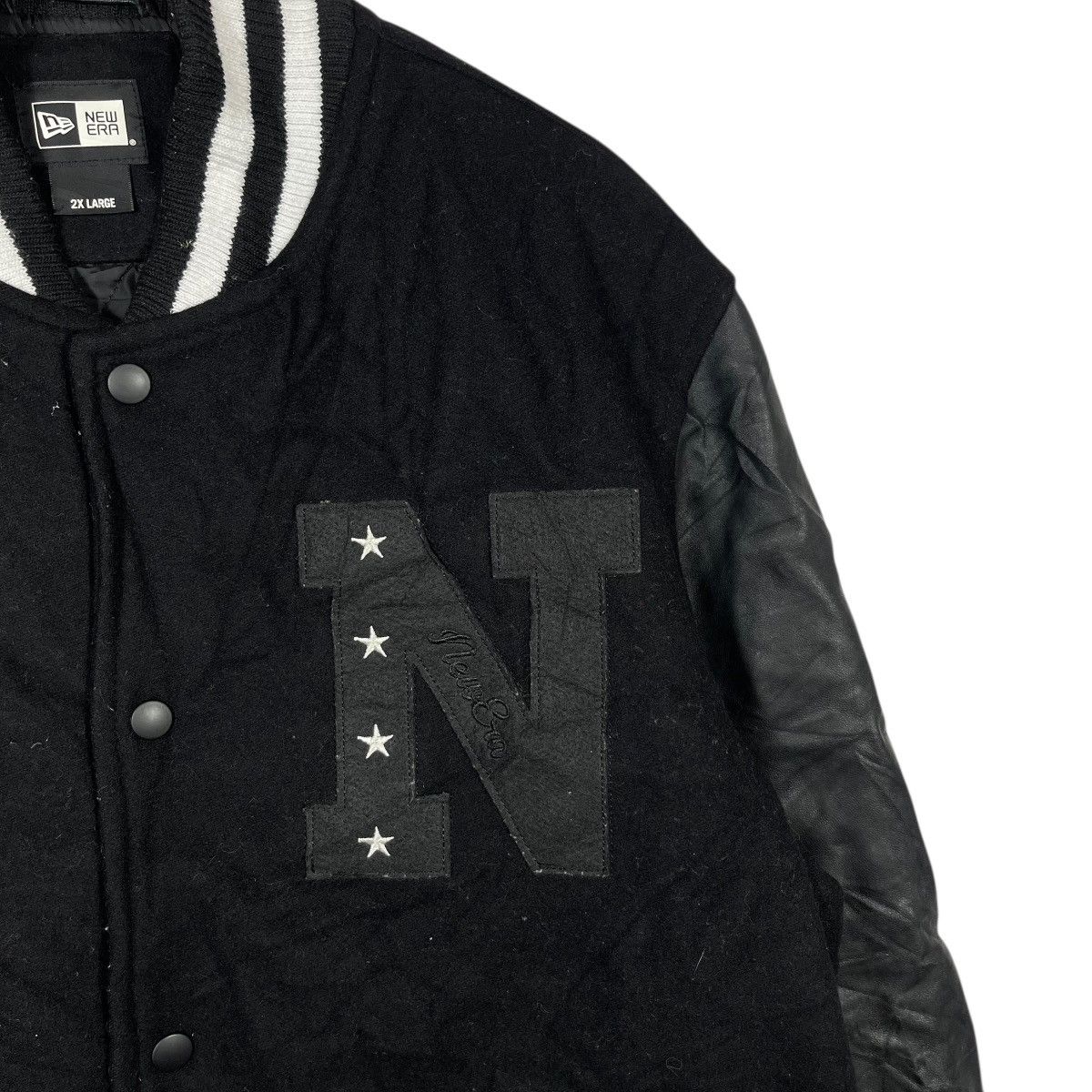 New Era New Era Varsity Jacket Black Wool Leather Sleeve Letterman Size US XXL / EU 58 / 5 - 6 Thumbnail