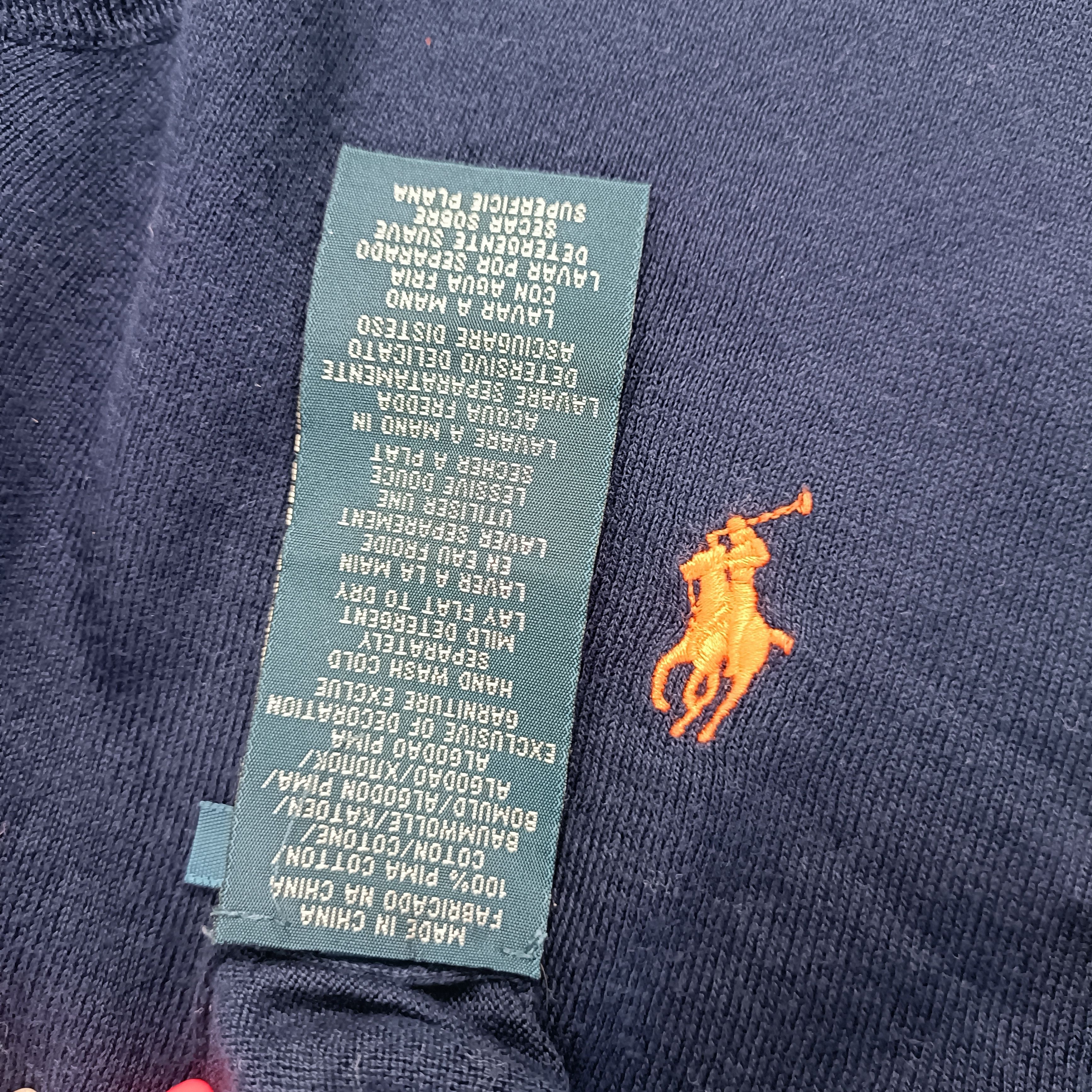 Polo Ralph Lauren Men's Navy Pima Cotton Sweater Pullover ! Size US M / EU 48-50 / 2 - 4 Thumbnail