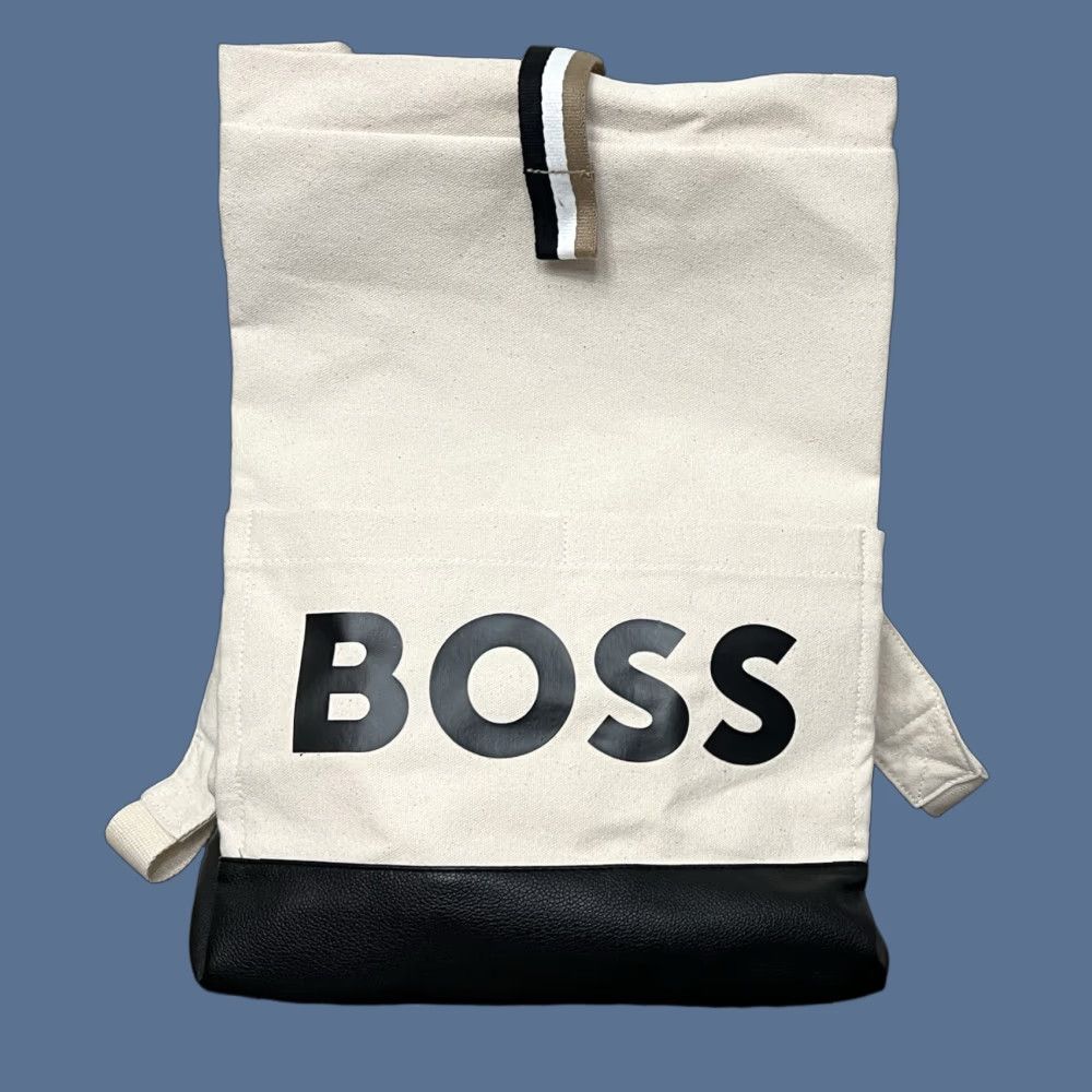 Hugo Boss HUGO BOSS Backpack Canvas Medium Beige Unisex Adults 16” x 12” x 6” Adjustable Strap Designer Zip Closure Italy? (Note: placeholder) Size ONE SIZE - 1 Thumbnail