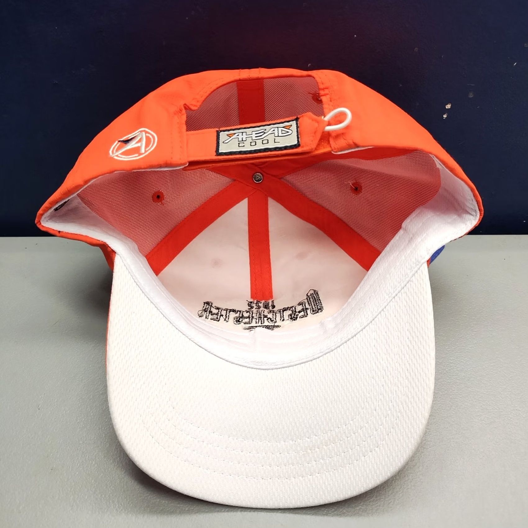 Vintage Ahead Baseball Cap Mens Size Adjustable Orange White Hook & Loop Size ONE SIZE - 5 Thumbnail