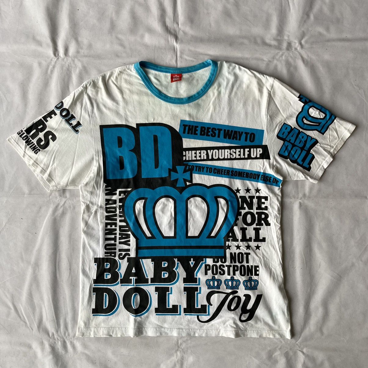Japanese Brand × Vintage Japanese Y2K Babydoll Bold Graphic Full Print Tees Size US XL / EU 56 / 4 - 2 Thumbnail