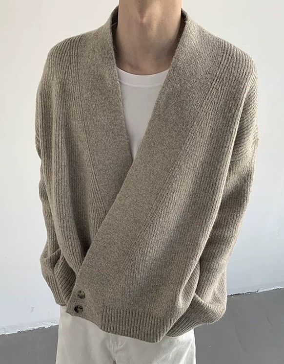 Japanese Brand × Vintage Cleanfit retro fashion wrap cardigan knitwear Size US M / EU 48-50 / 2 - 4 Thumbnail
