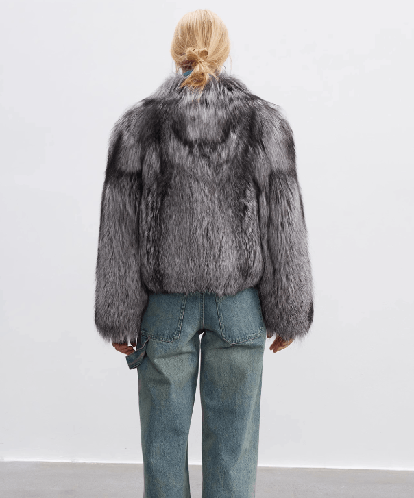 Other Women's Silver Fox Fur Jacket Size L / US 10 / IT 46 - 3 Thumbnail