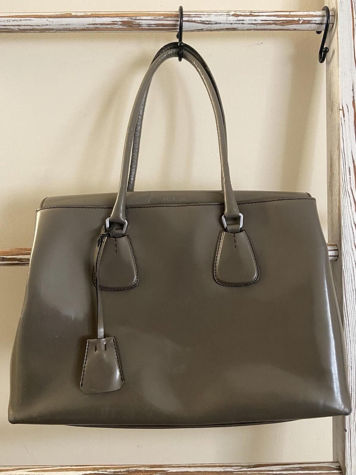 Prada Prada Spazzolato matte gray patent leather hand tote bag Size ONE SIZE - 1 Thumbnail