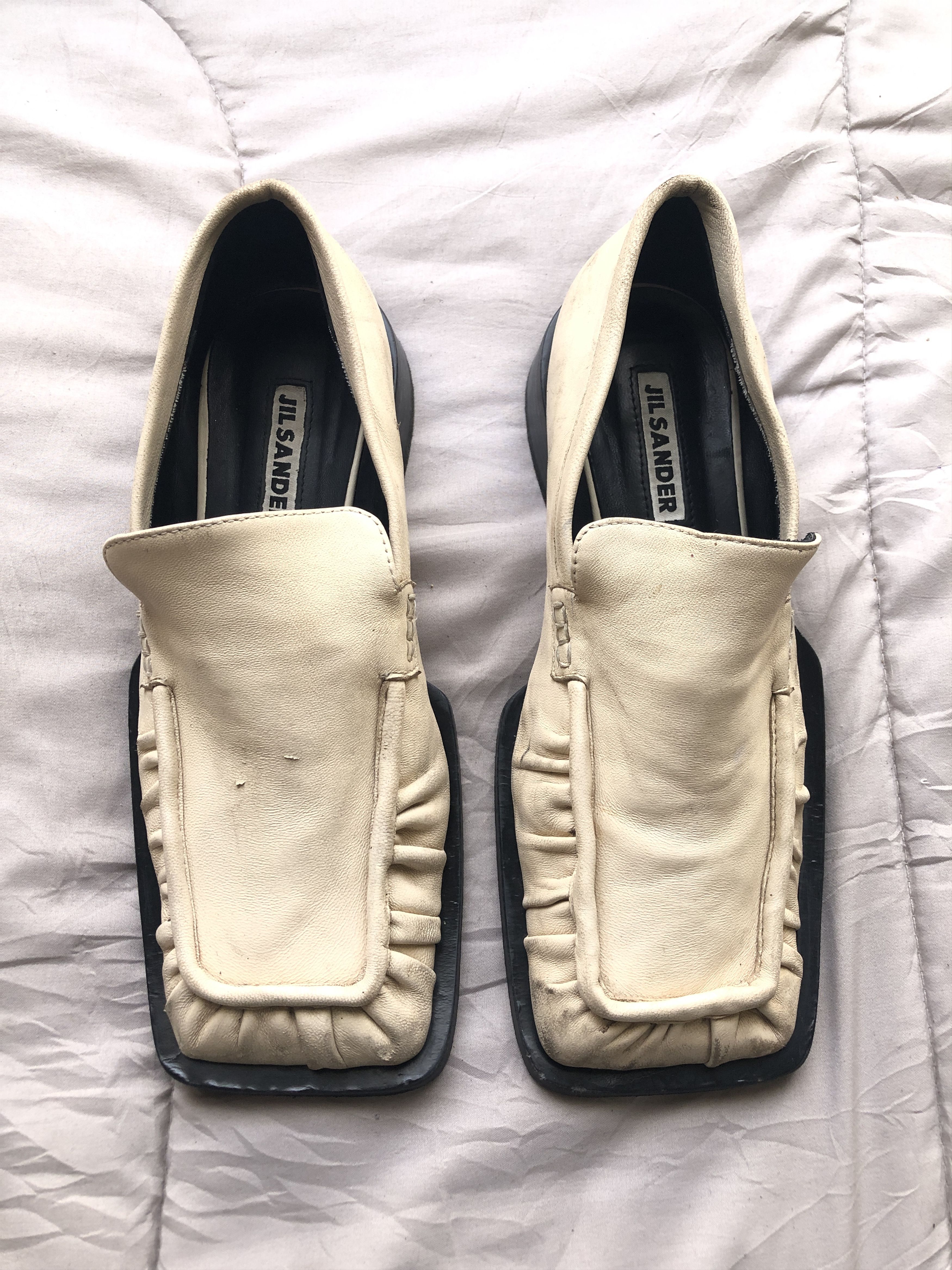 image of Jil Sander Beige Square Toe Loafers, Women's (Size 8)